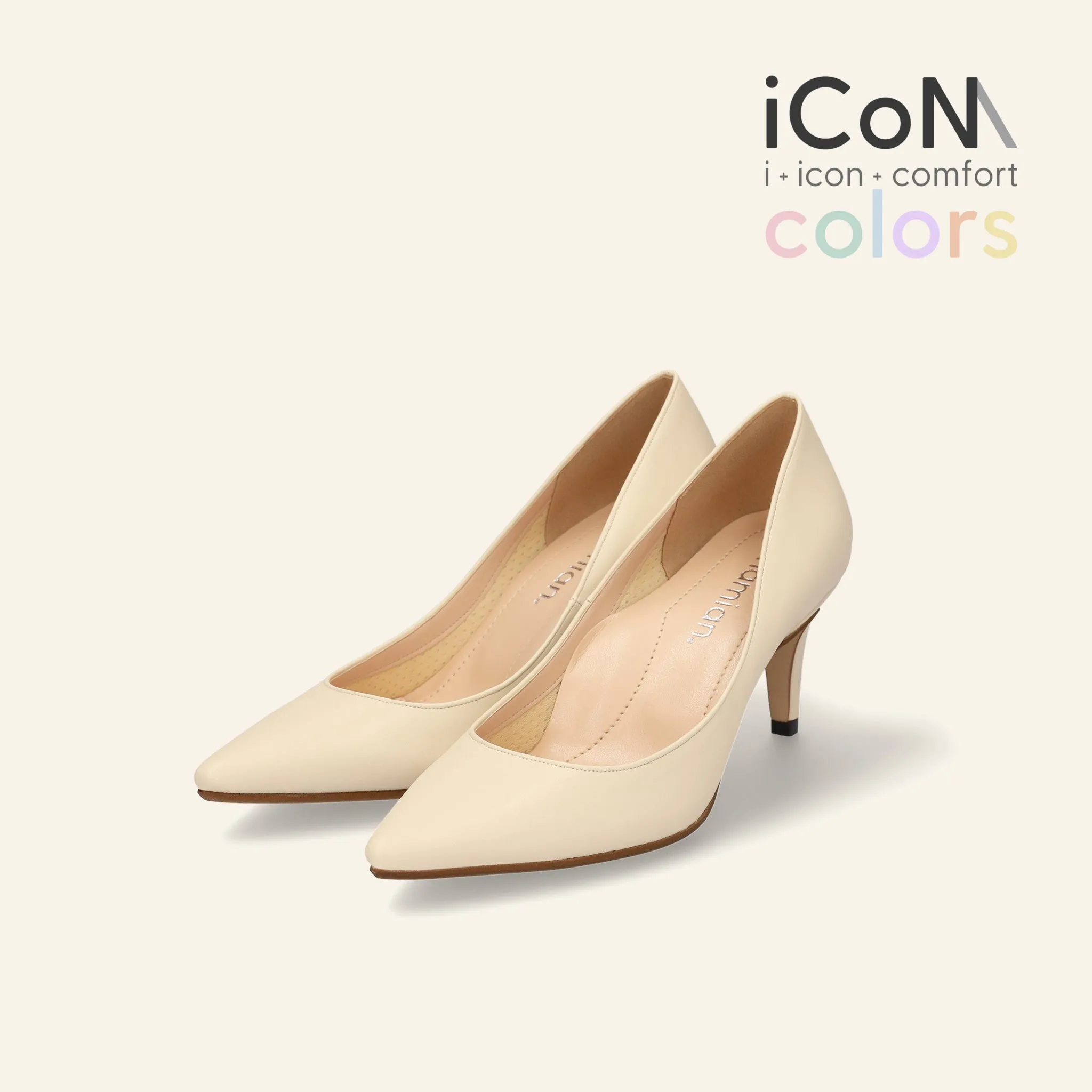 10% OFF: 2024SS: iCoN COLORS: Pointed Toe Smooth Pumps (C76533) Chai