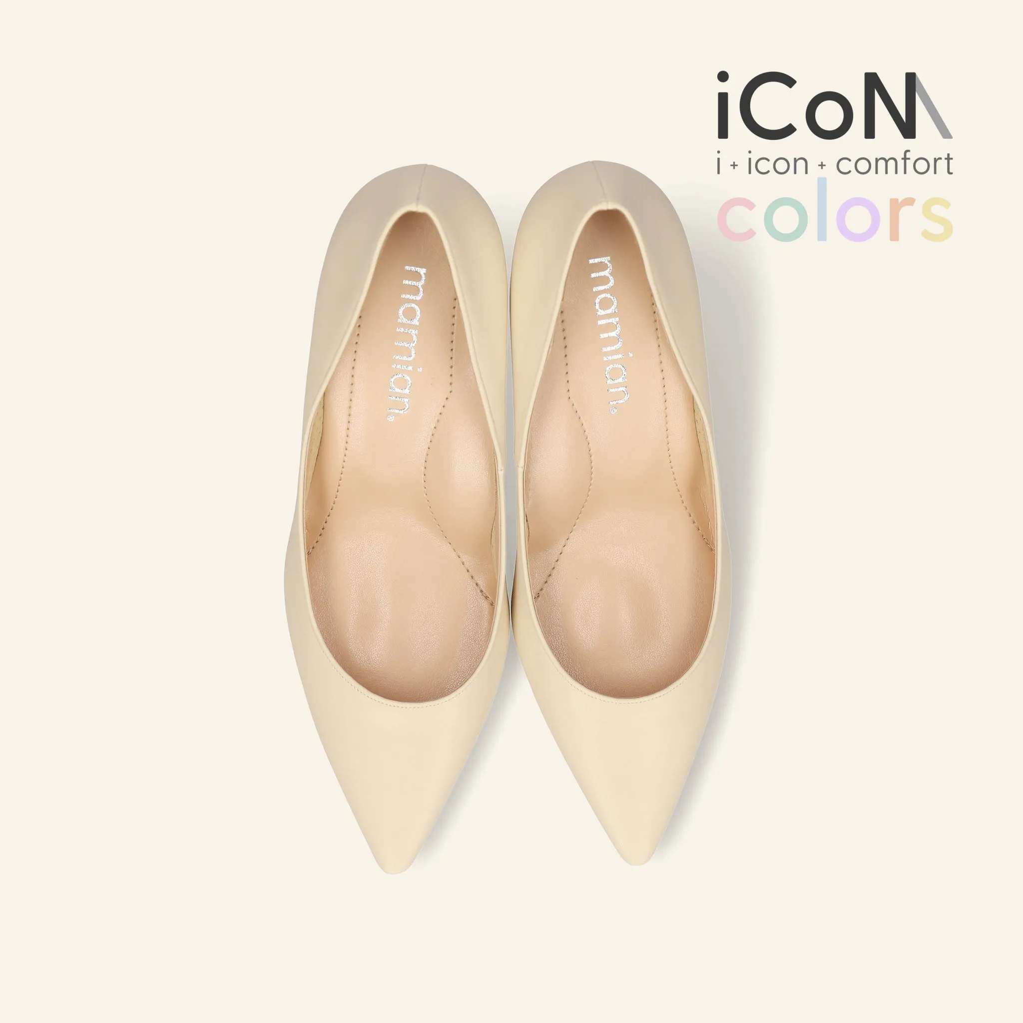 10% OFF: 2024SS: iCoN COLORS: Pointed Toe Smooth Pumps (C76533) Chai