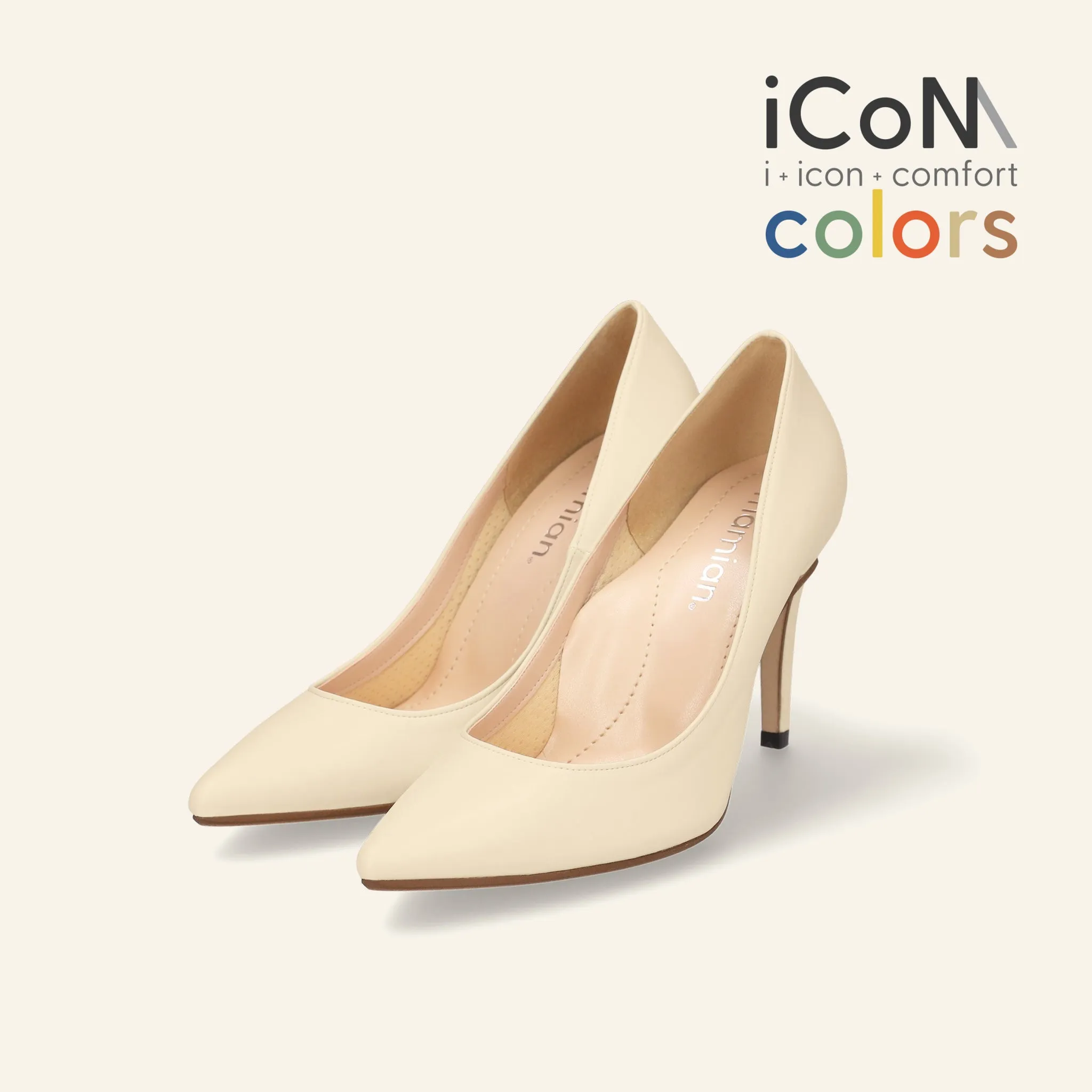 10% OFF: 2024SS: iCoN COLORS: Pointed Toe Smooth Pumps (C9043) Chai