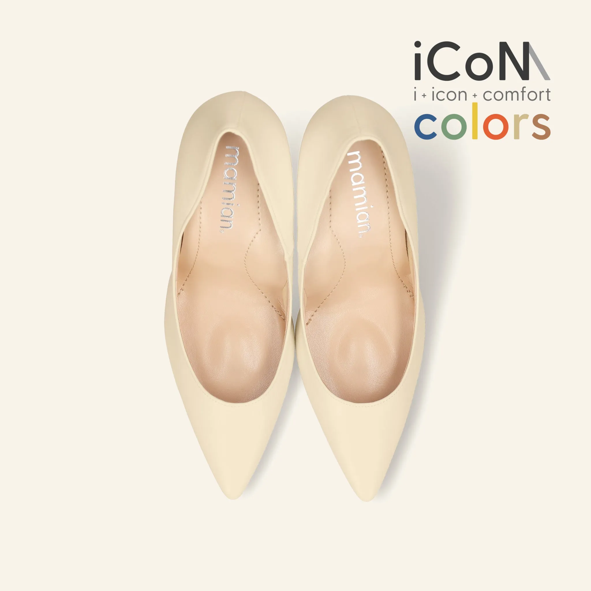 10% OFF: 2024SS: iCoN COLORS: Pointed Toe Smooth Pumps (C9043) Chai