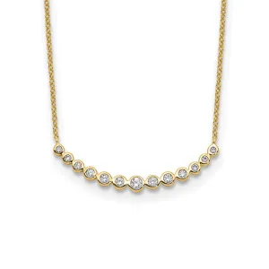 14k Yellow Gold Lab Grown Diamond Curved Bar Necklace