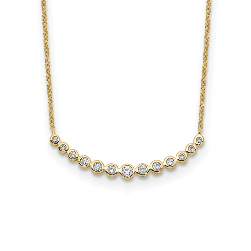 14k Yellow Gold Lab Grown Diamond Curved Bar Necklace