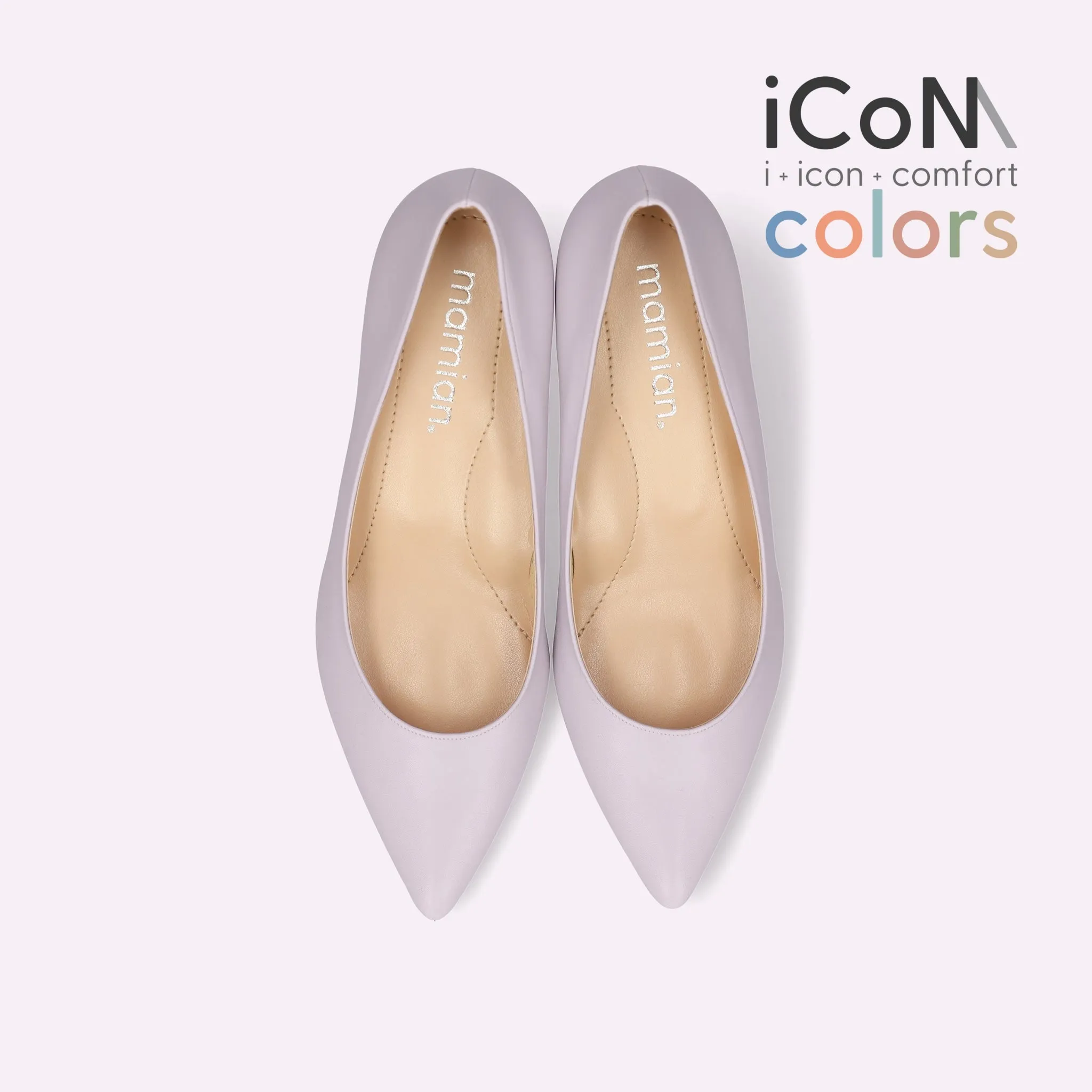15% OFF: iCoN COLORS: Pointed Toe Smooth Pumps (C57173) Lavender