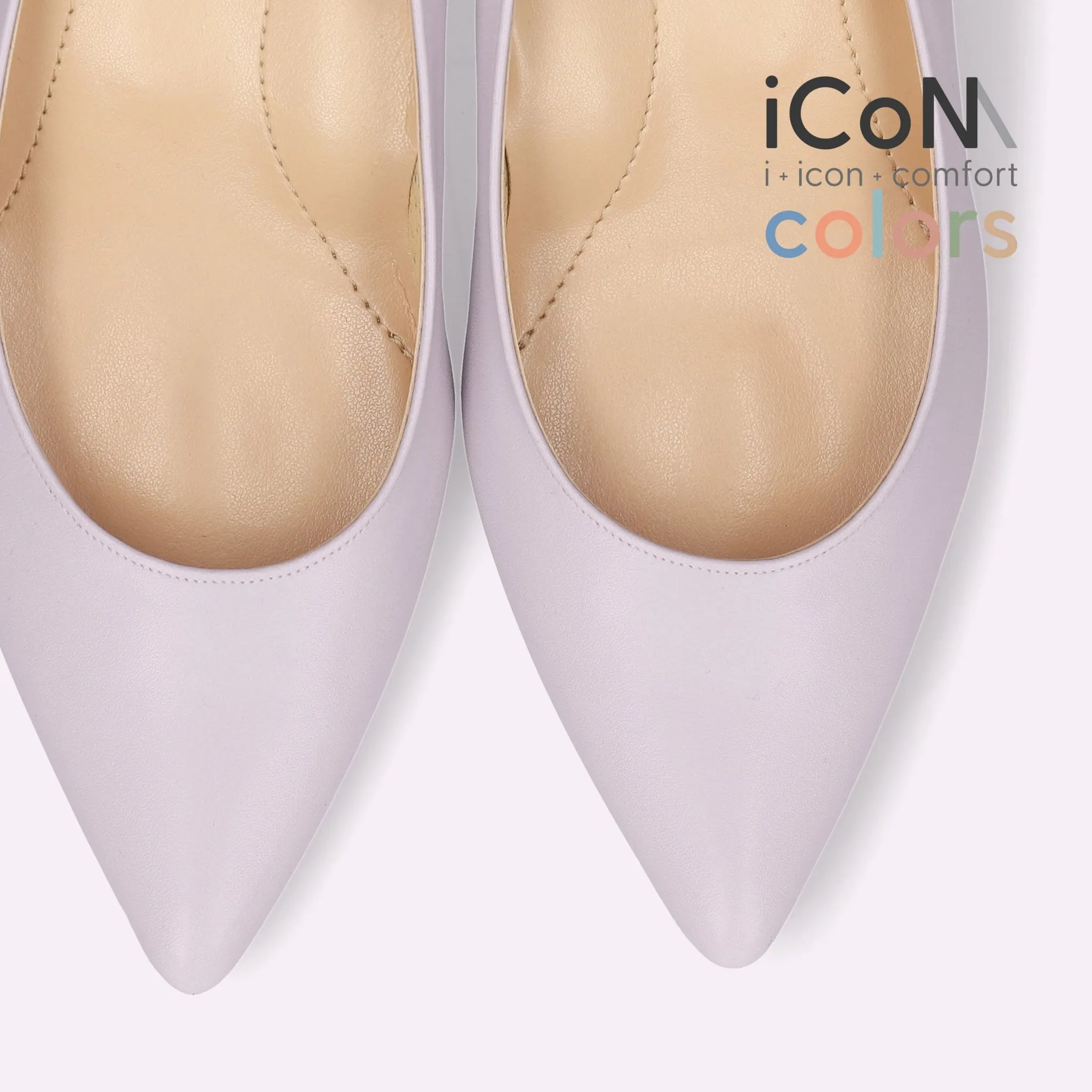 15% OFF: iCoN COLORS: Pointed Toe Smooth Pumps (C57173) Lavender