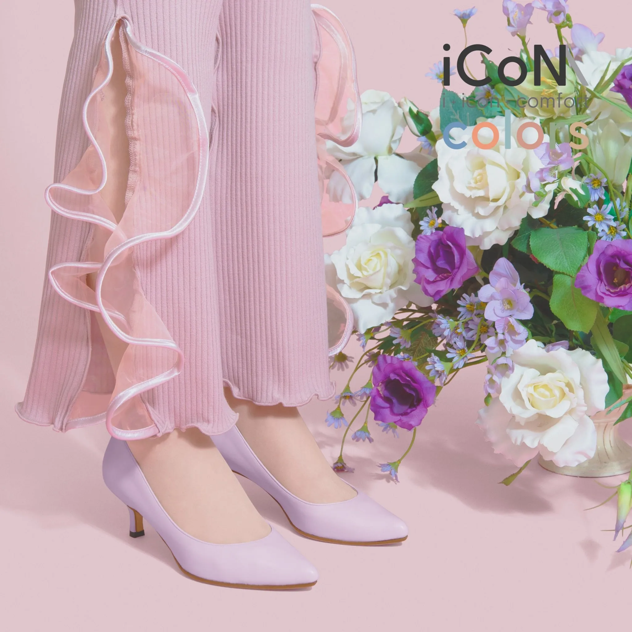 15% OFF: iCoN COLORS: Pointed Toe Smooth Pumps (C57173) Lavender