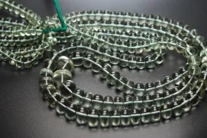 8 Inches Strand, Natural Green Amethyst Smooth Rondelles, 8-10mm