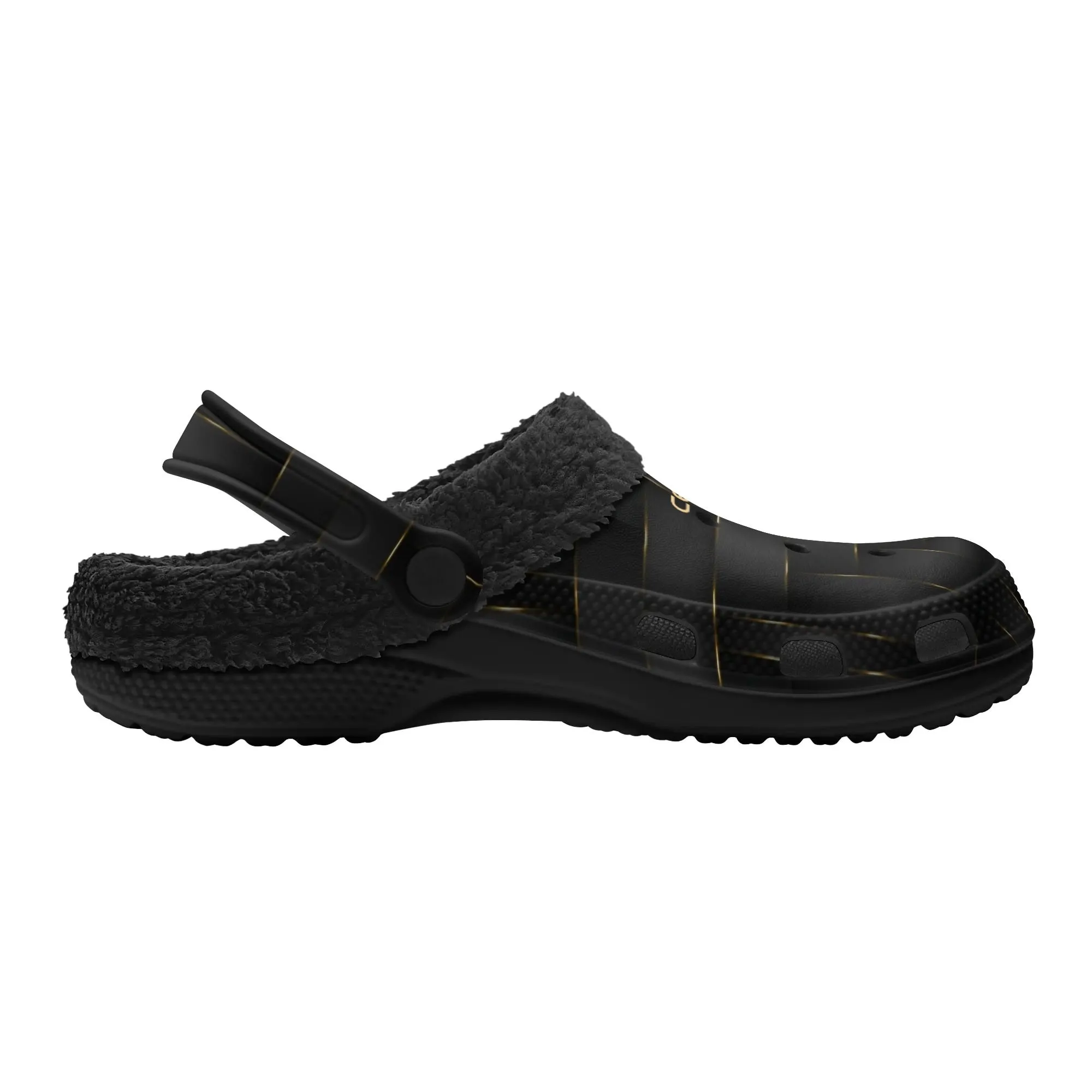Adults Black Warm House Clog Winter Fur Lined Garden Slippers