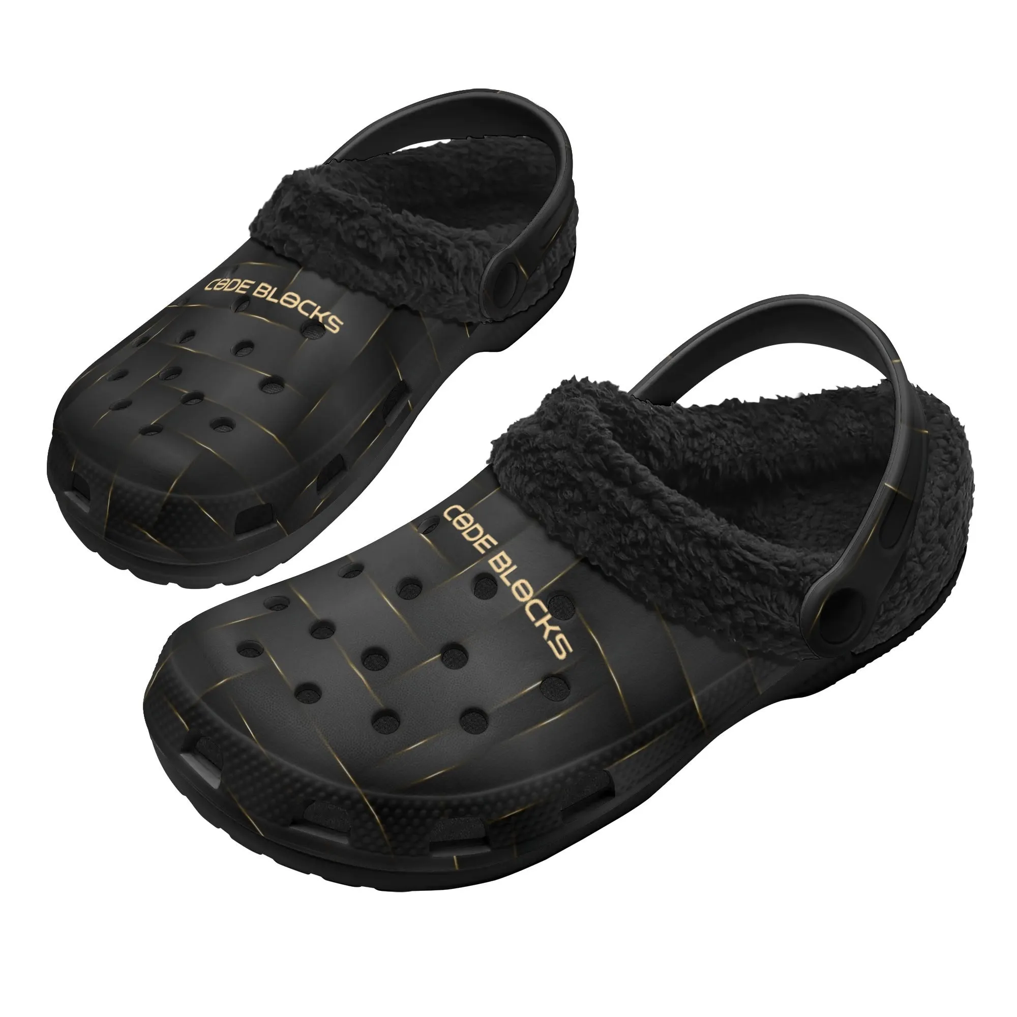 Adults Black Warm House Clog Winter Fur Lined Garden Slippers