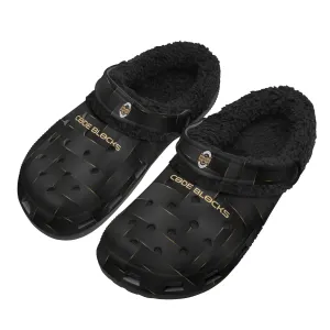 Adults Black Warm House Clog Winter Fur Lined Garden Slippers