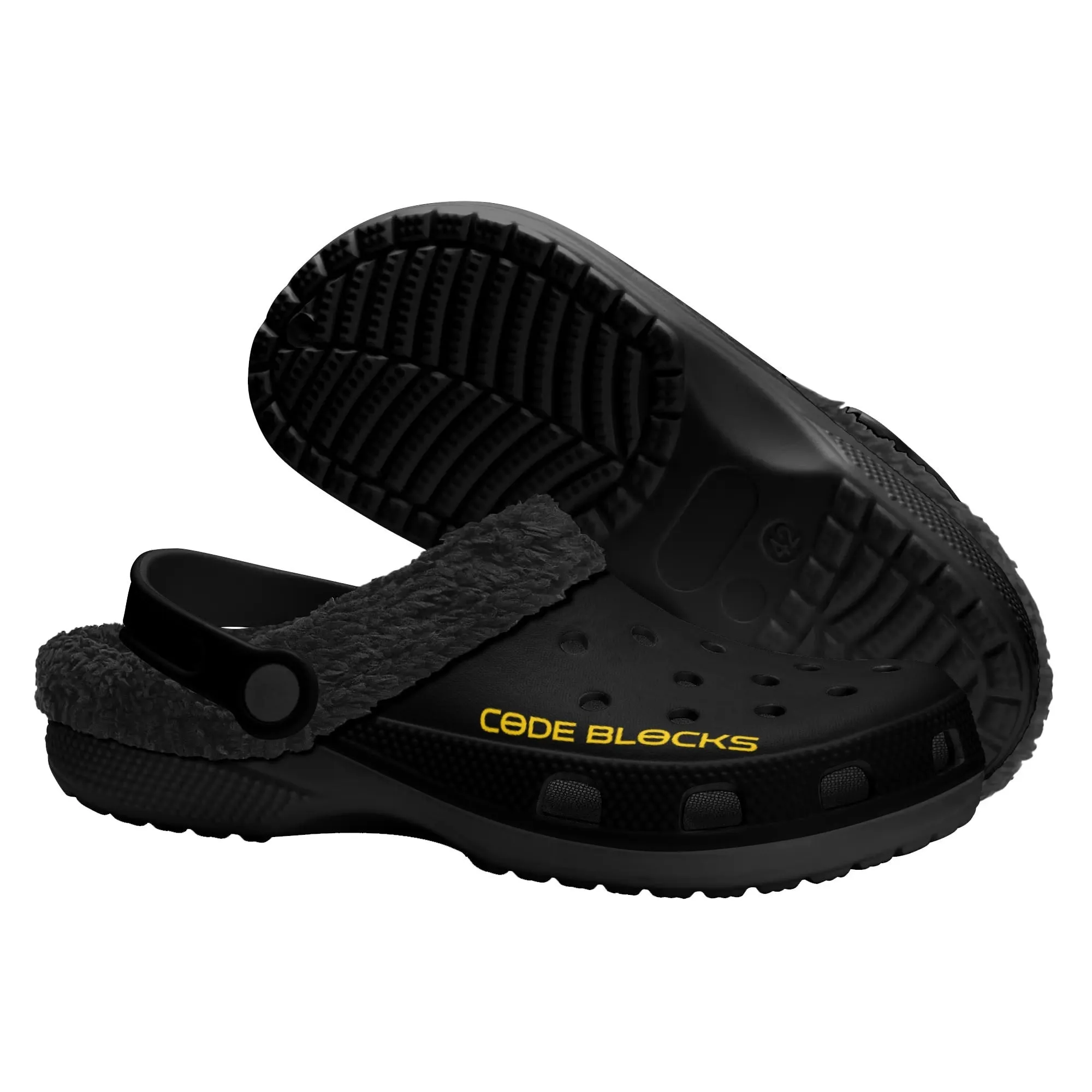 Adults Black Warm House Clog Winter Fur Lined Garden Slippers