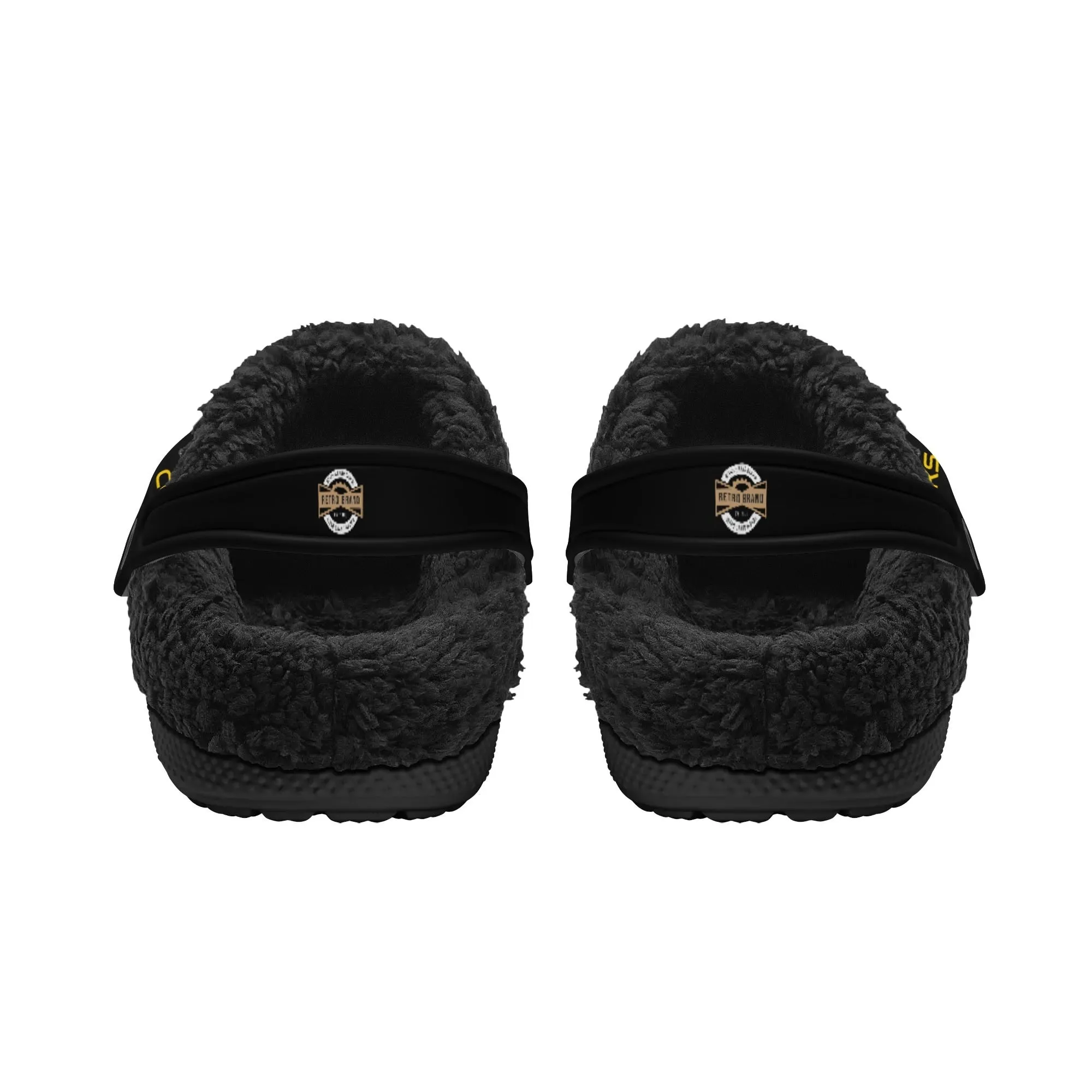 Adults Black Warm House Clog Winter Fur Lined Garden Slippers