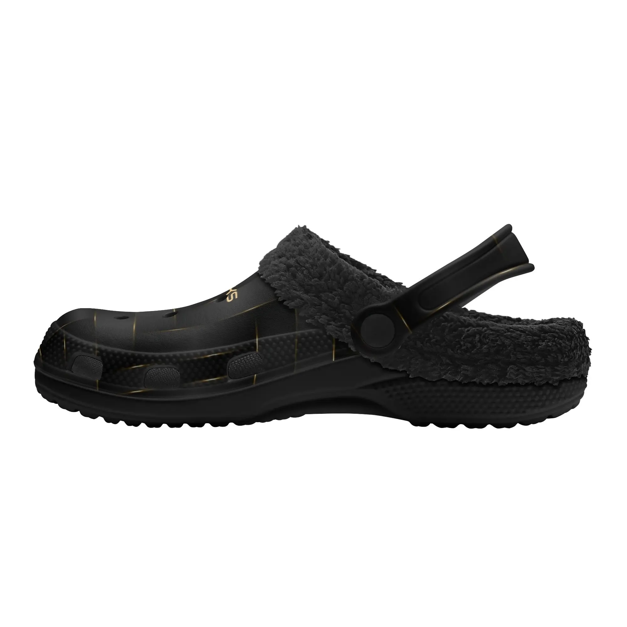 Adults Black Warm House Clog Winter Fur Lined Garden Slippers