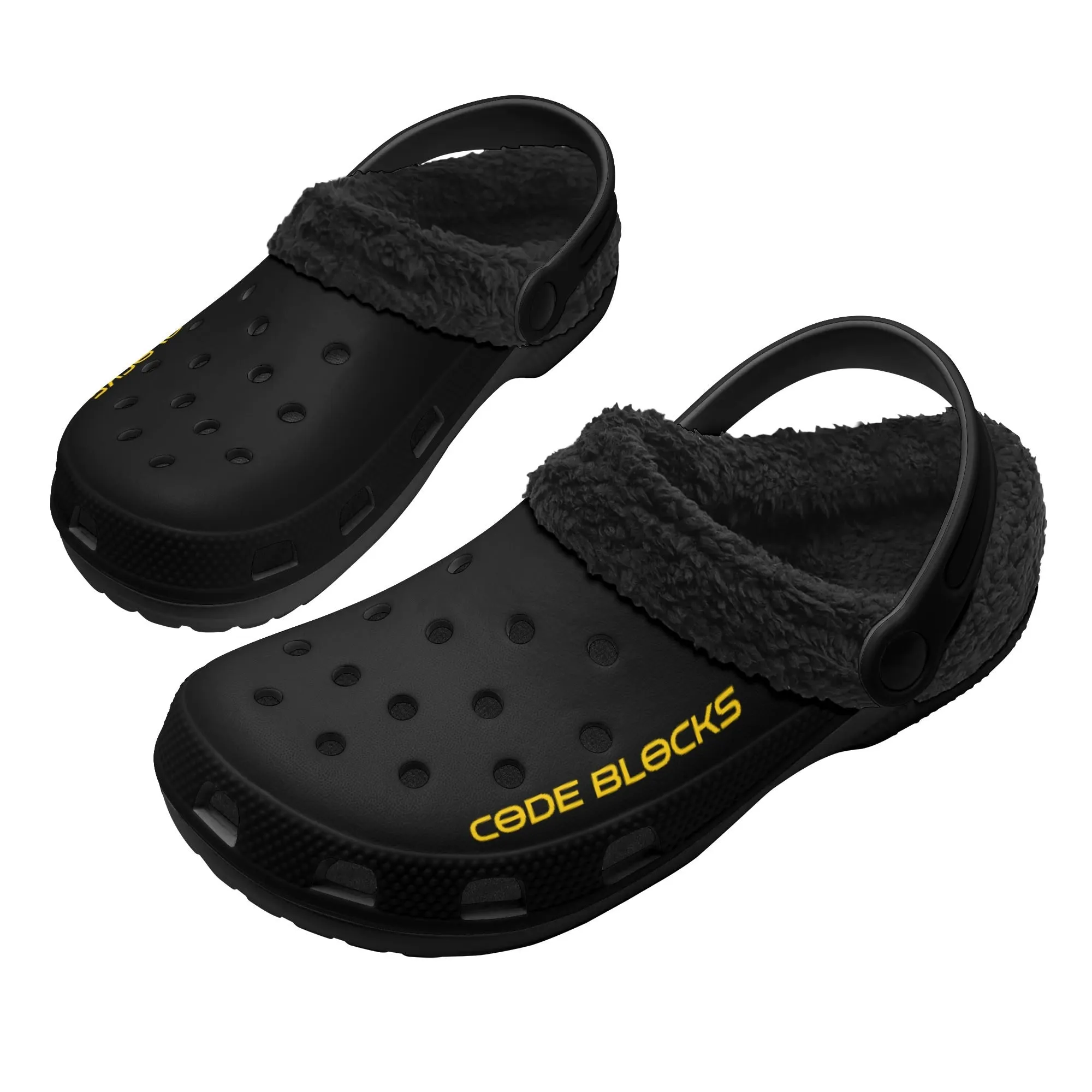 Adults Black Warm House Clog Winter Fur Lined Garden Slippers