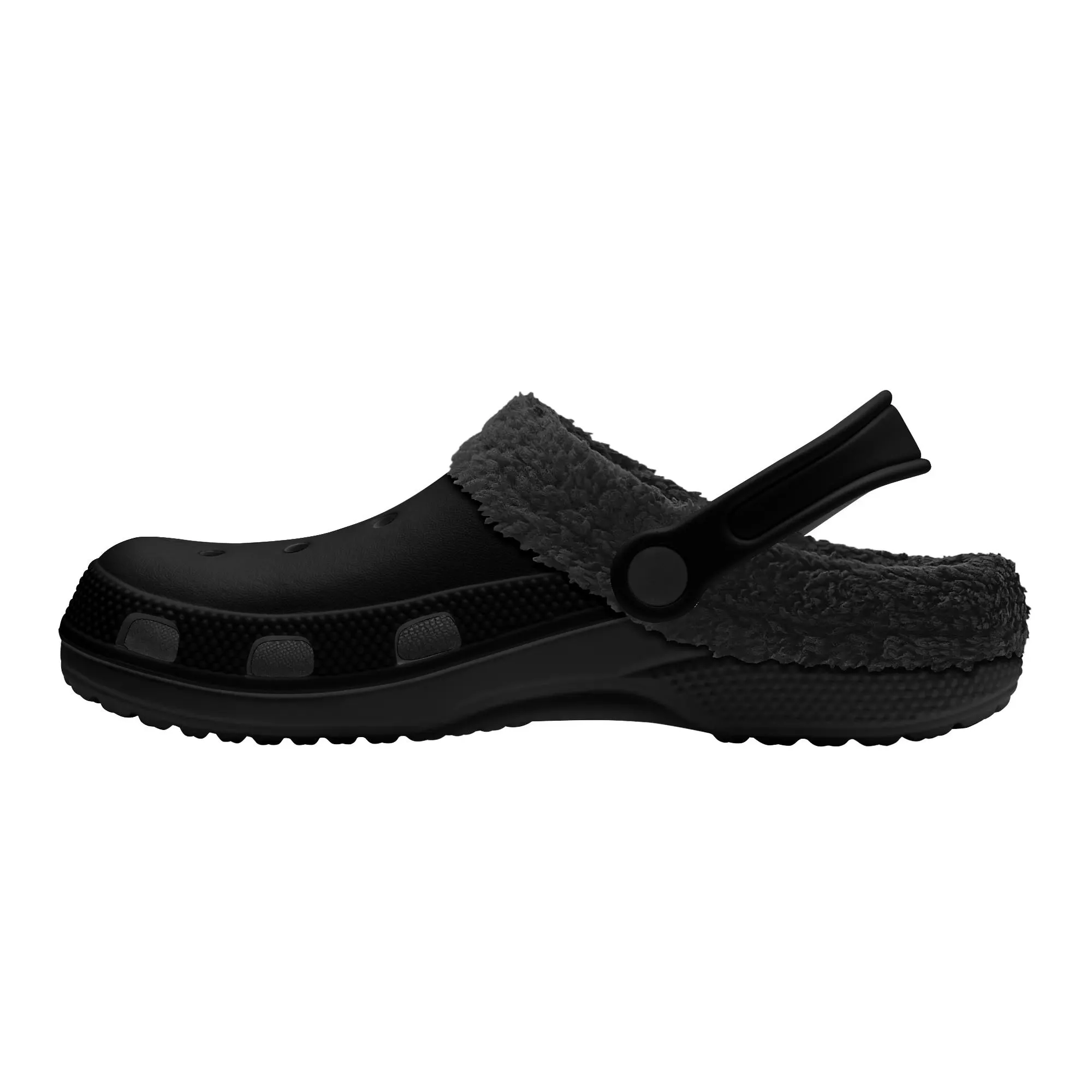 Adults Black Warm House Clog Winter Fur Lined Garden Slippers