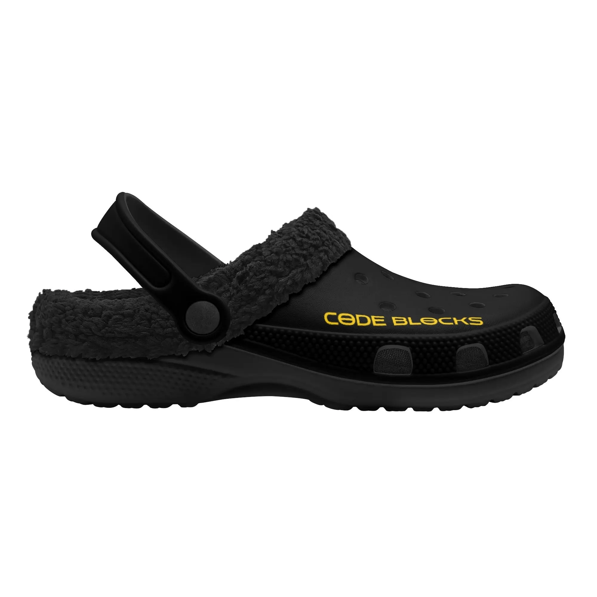 Adults Black Warm House Clog Winter Fur Lined Garden Slippers