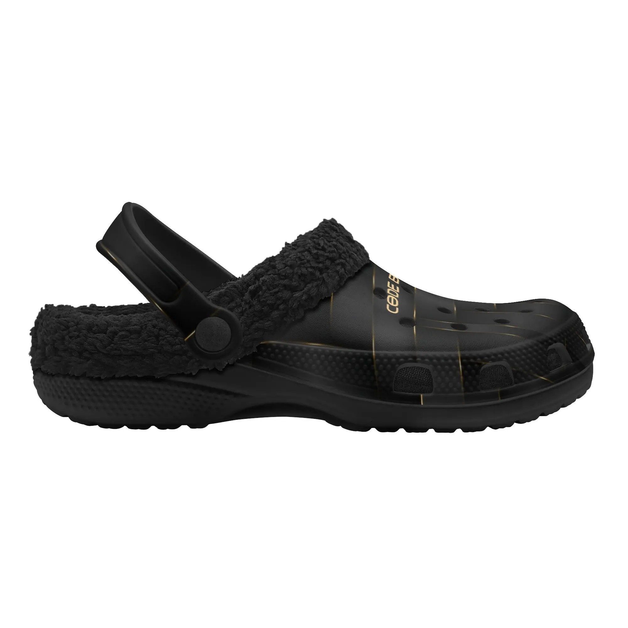 Adults Black Warm House Clog Winter Fur Lined Garden Slippers