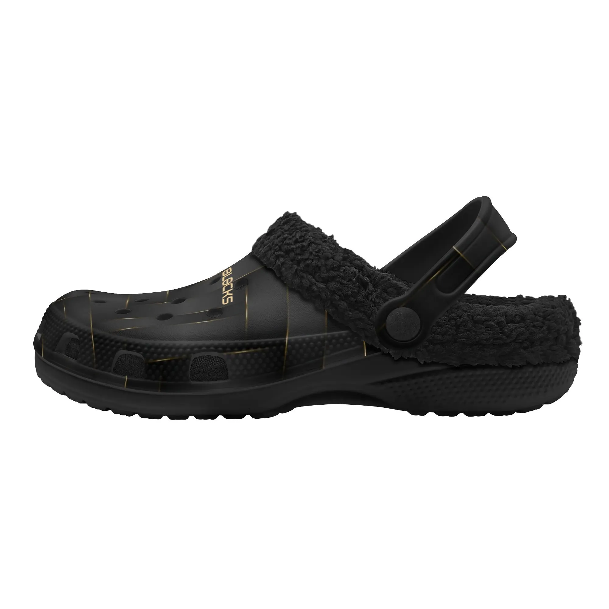 Adults Black Warm House Clog Winter Fur Lined Garden Slippers