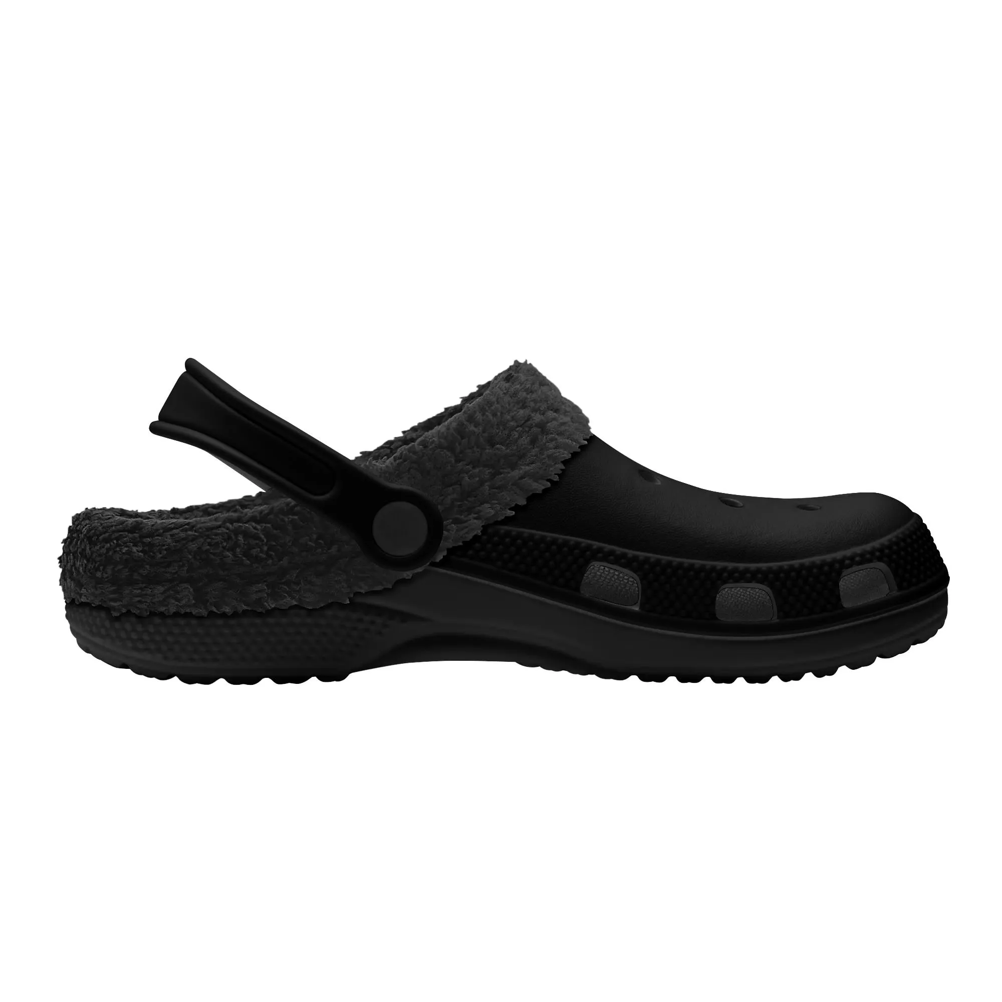 Adults Black Warm House Clog Winter Fur Lined Garden Slippers