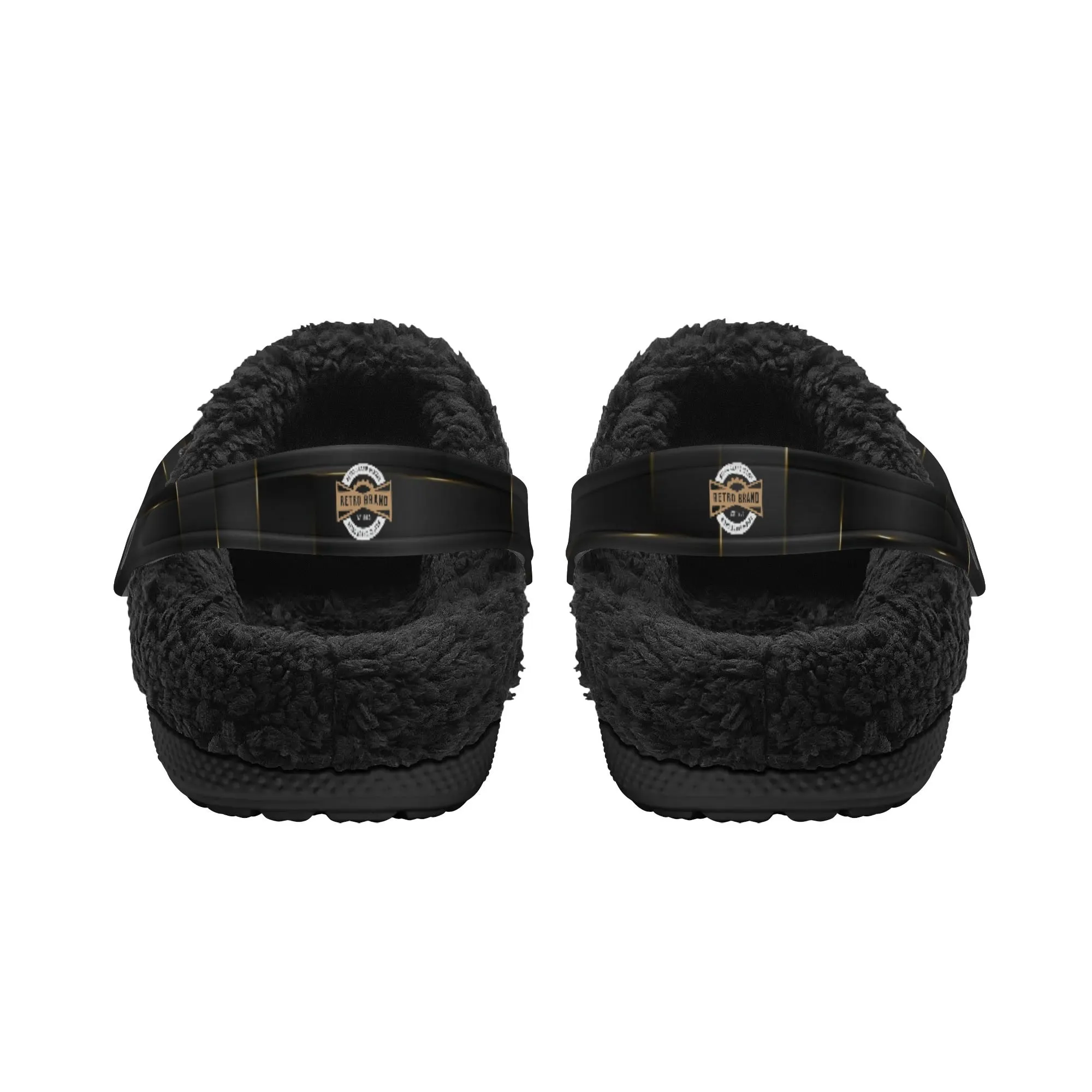 Adults Black Warm House Clog Winter Fur Lined Garden Slippers