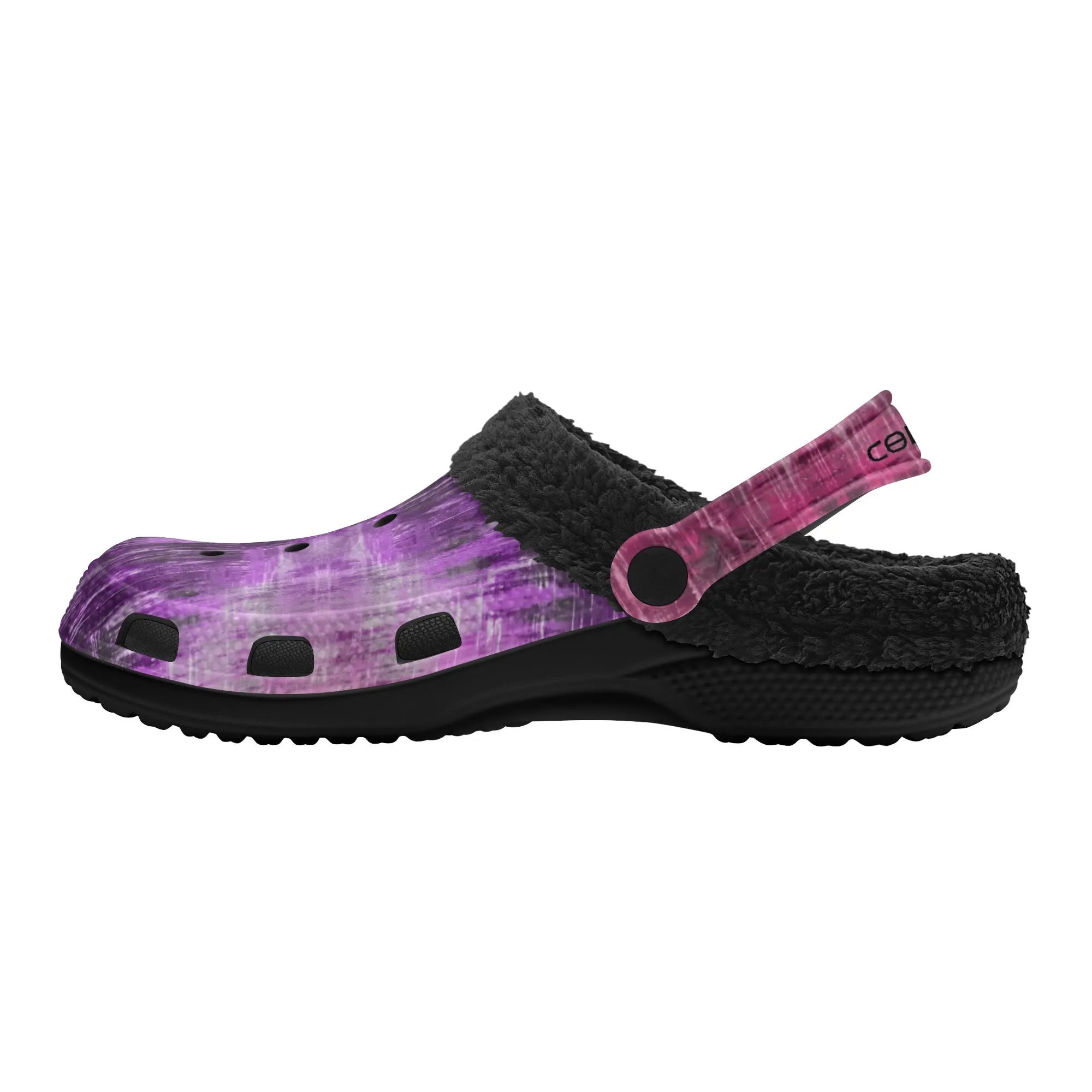 Adults Black Warm House Winter Fur Lined Garden Slippers