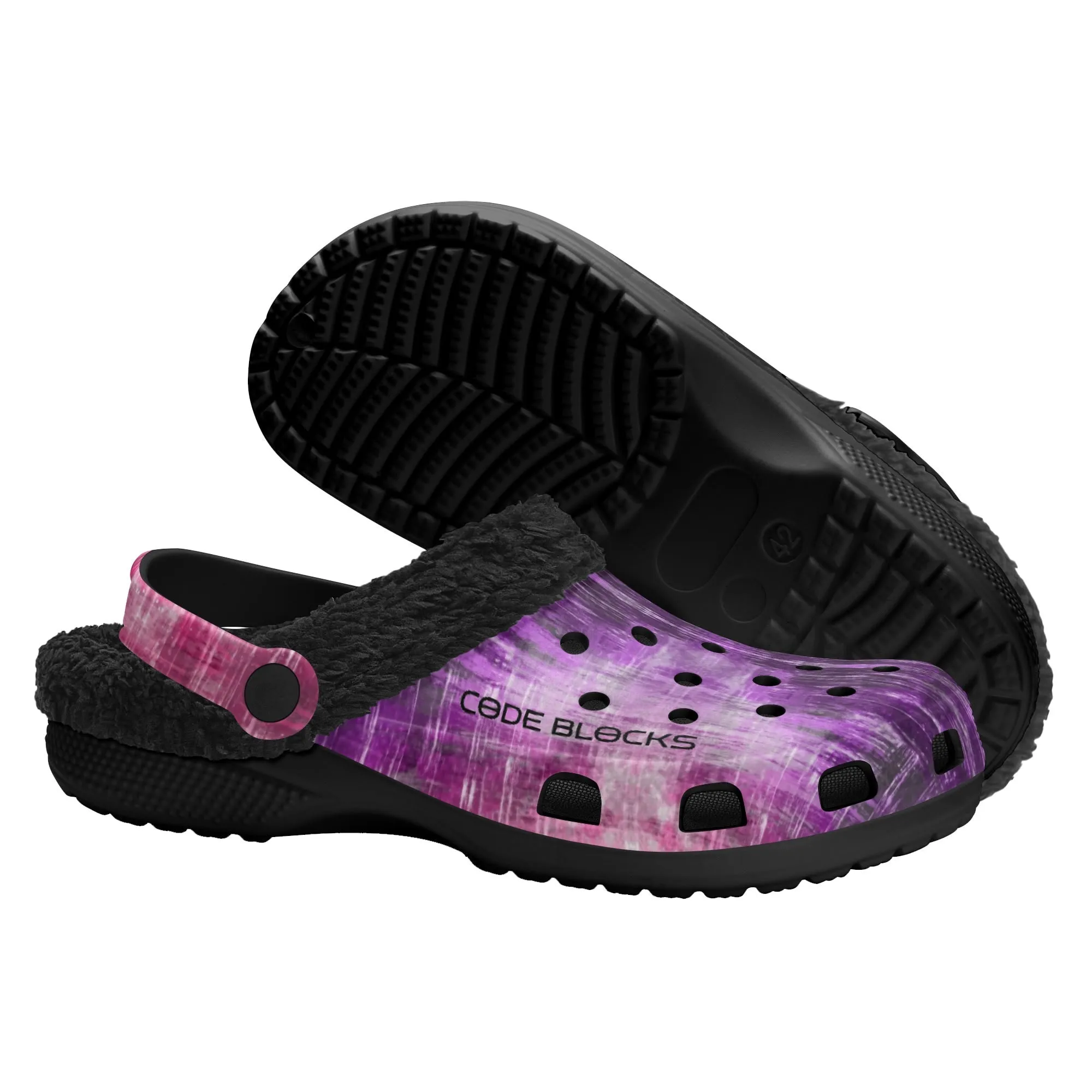 Adults Black Warm House Winter Fur Lined Garden Slippers