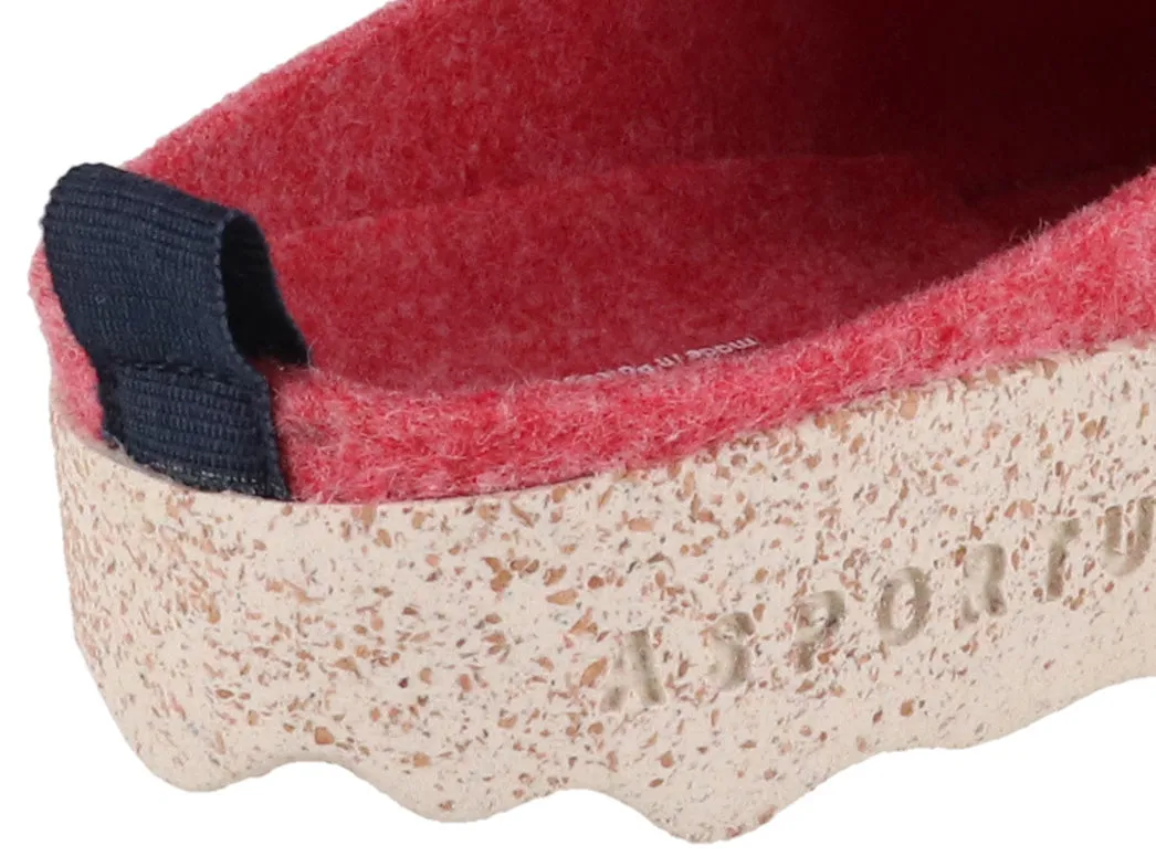 ASPORTUGUESAS Women Felt Clogs 'Come', red