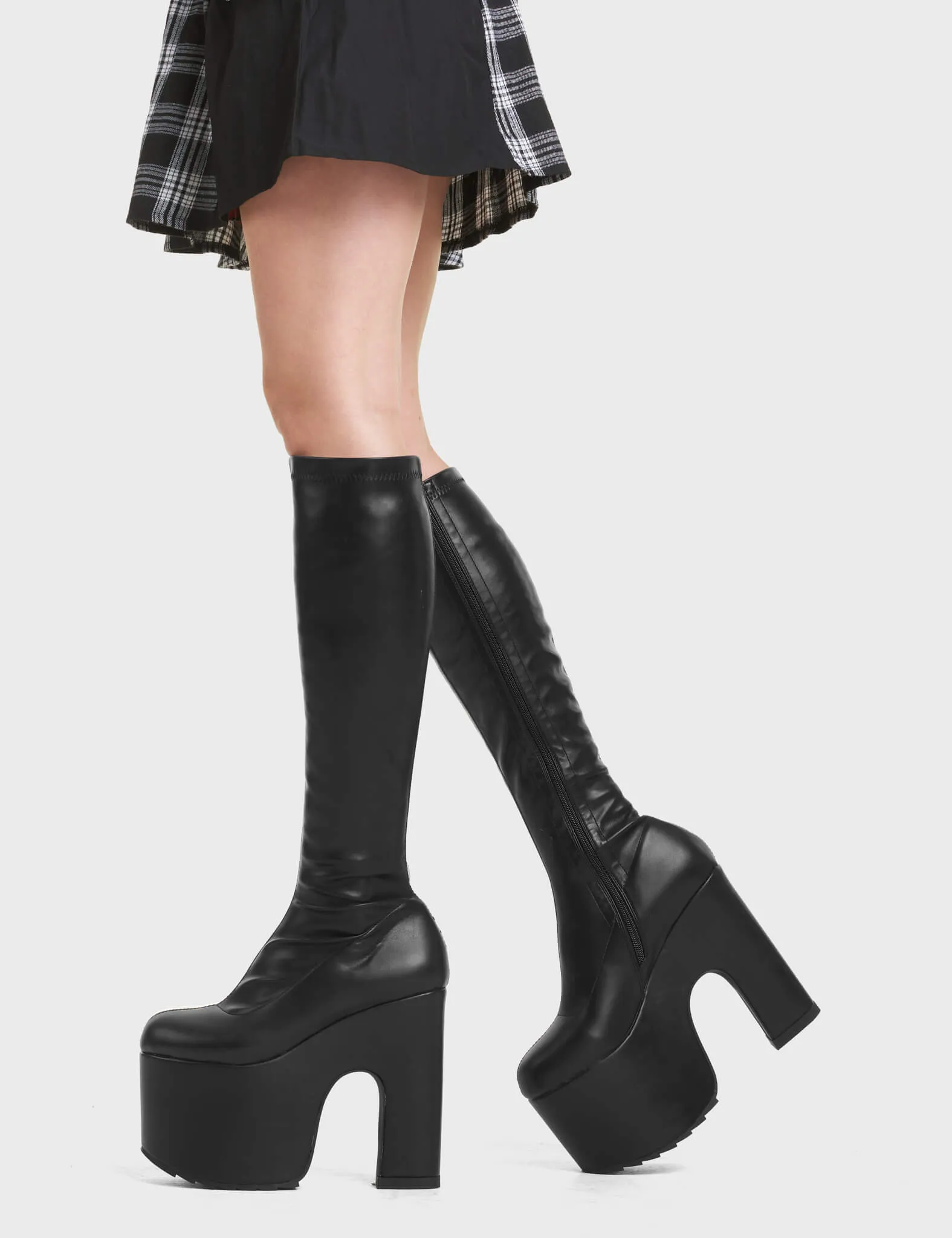 Awkward Chunky Platform Knee High Boots