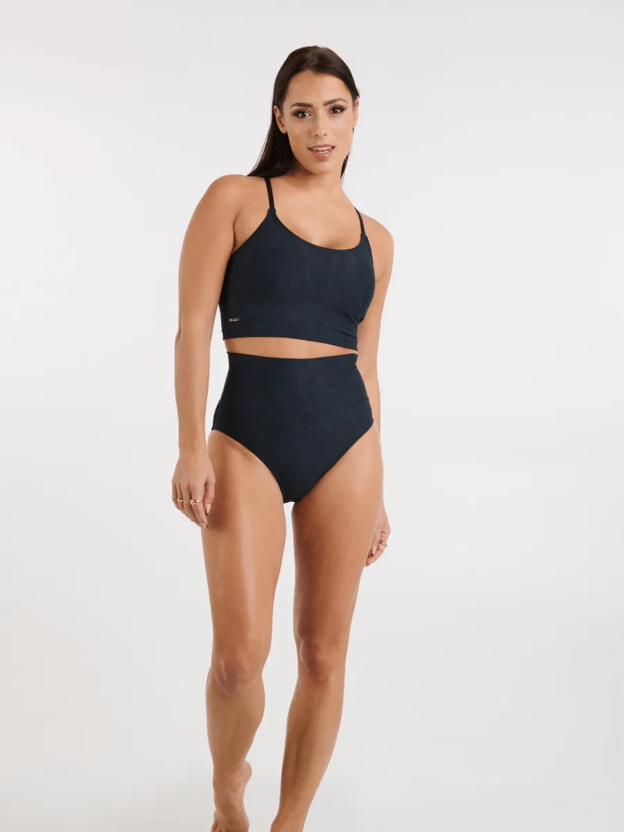 Bas de Bikini Texturé Taille Haute Monarque - Noir Astral