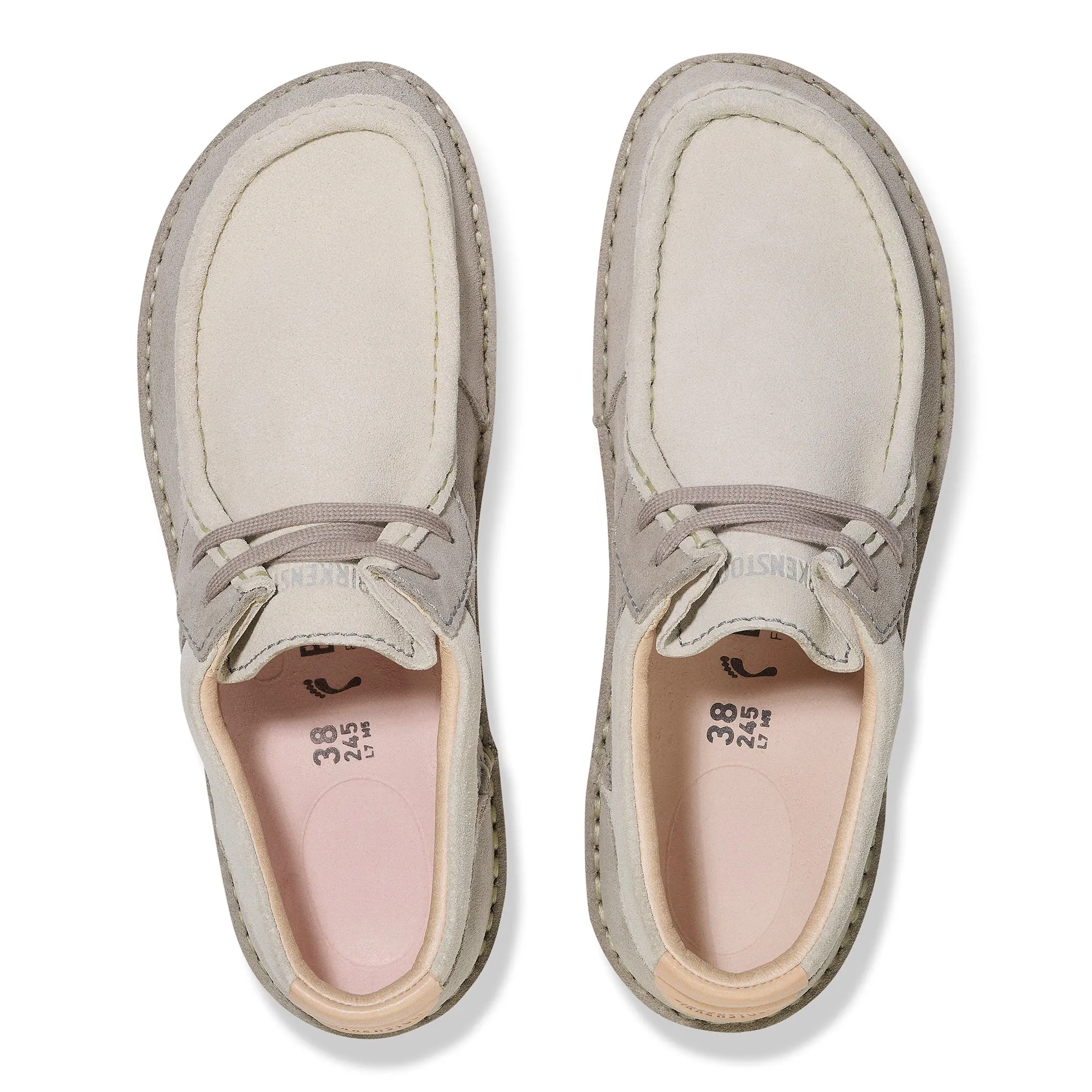 Birkenstock Pasadena stone coin/antique white suede