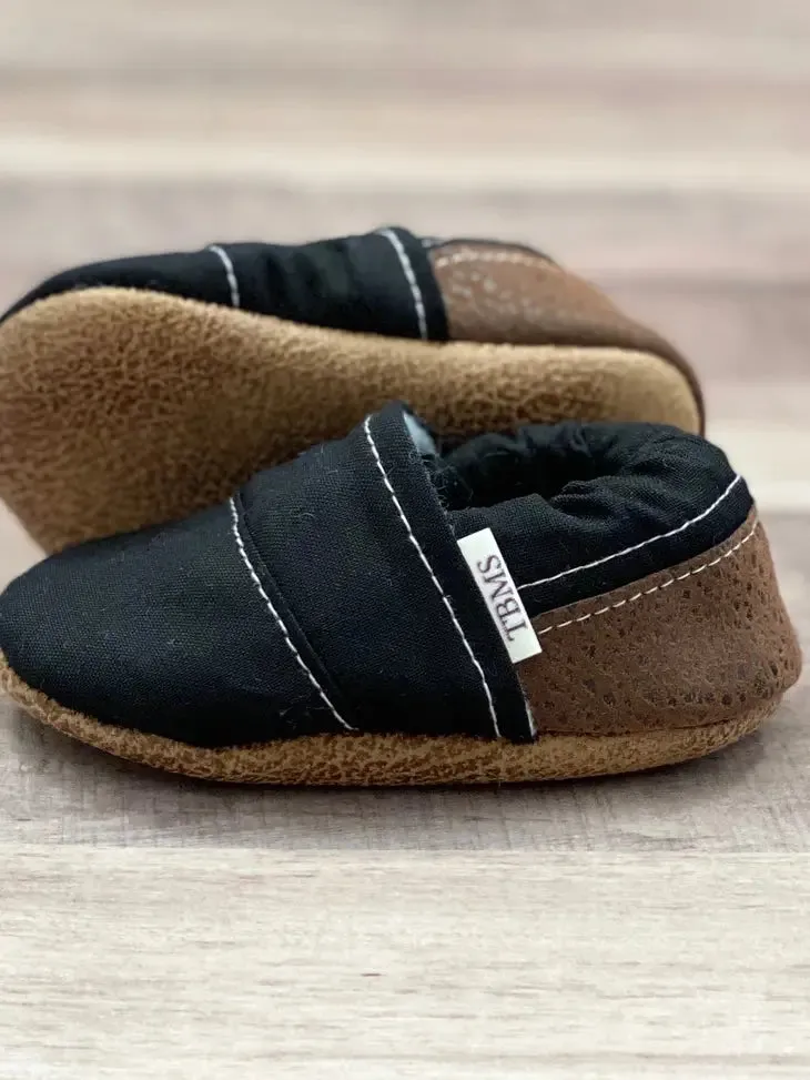 Black and Brown Faux Leather Moccasins