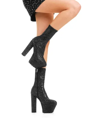 Bling Platform Ankle Boots