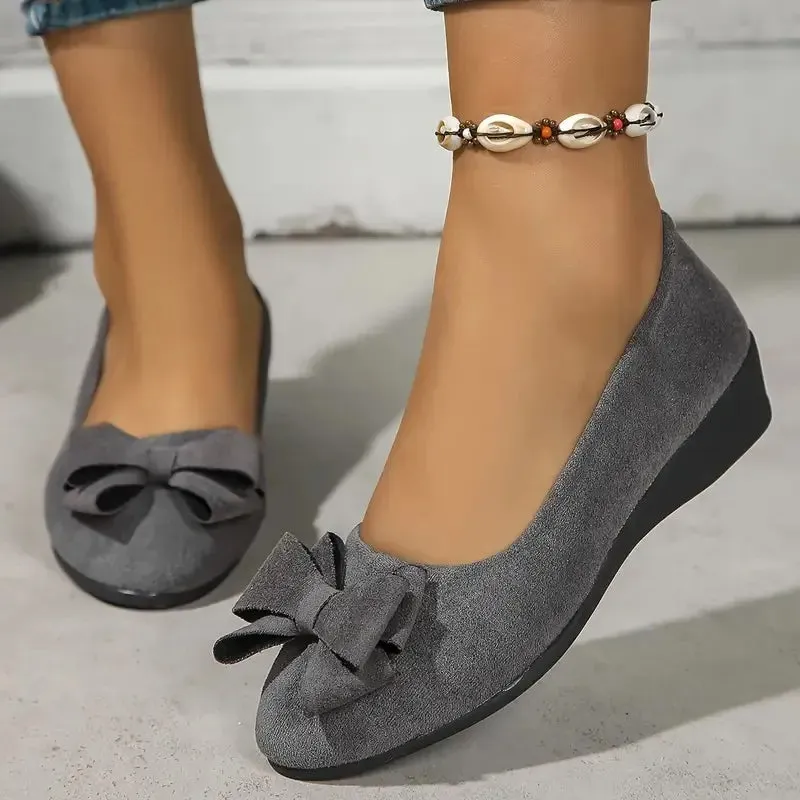 Bowknot Decor Wedge Heeled Loafers