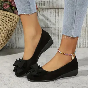 Bowknot Decor Wedge Heeled Loafers