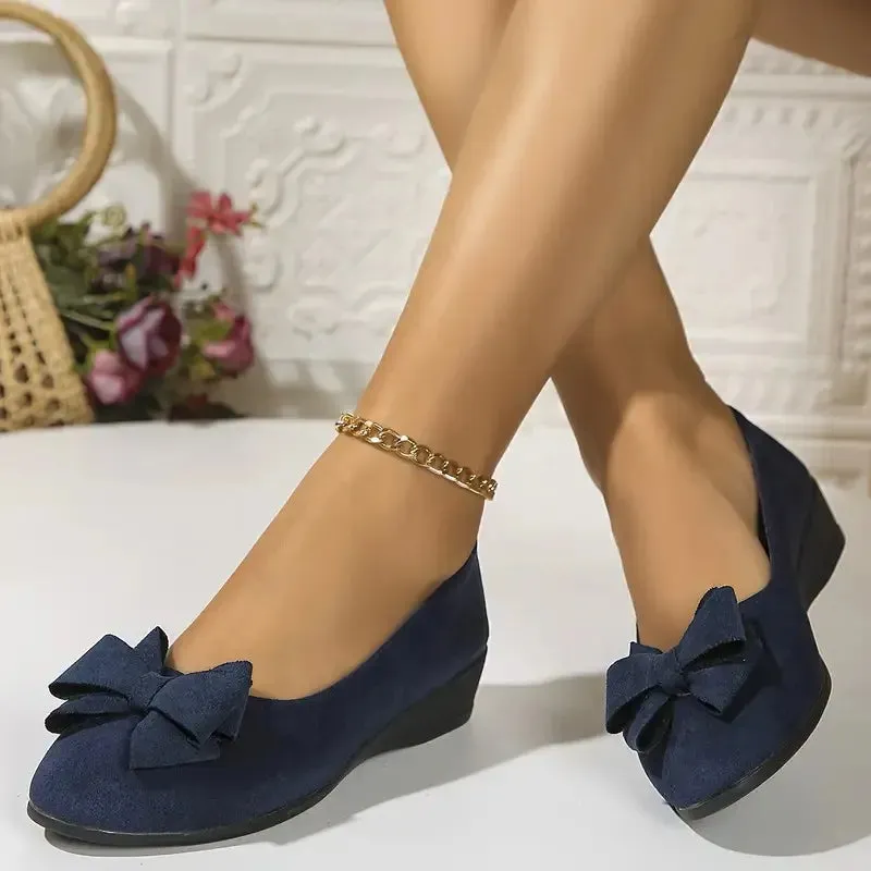 Bowknot Decor Wedge Heeled Loafers