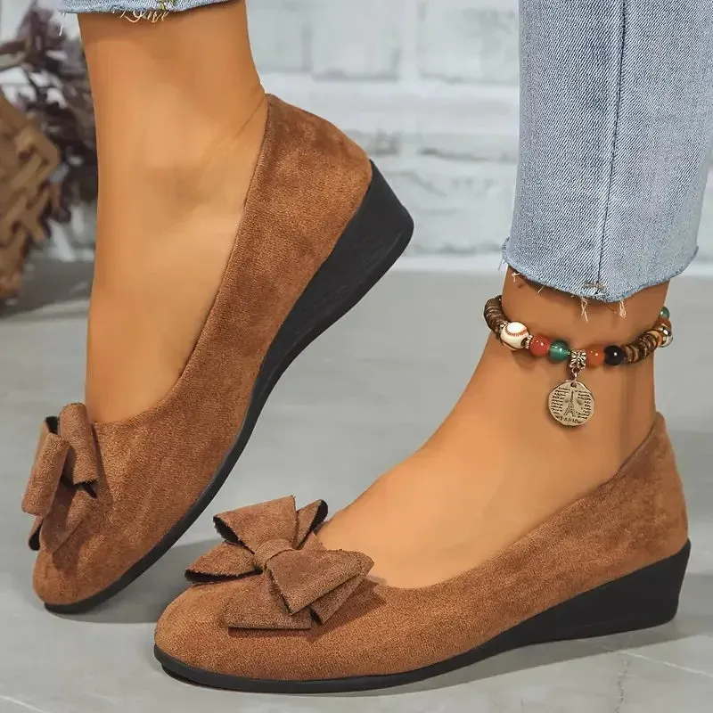 Bowknot Decor Wedge Heeled Loafers