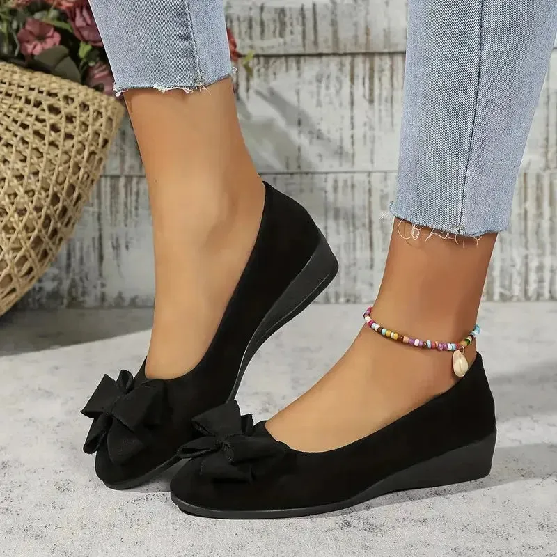 Bowknot Decor Wedge Heeled Loafers
