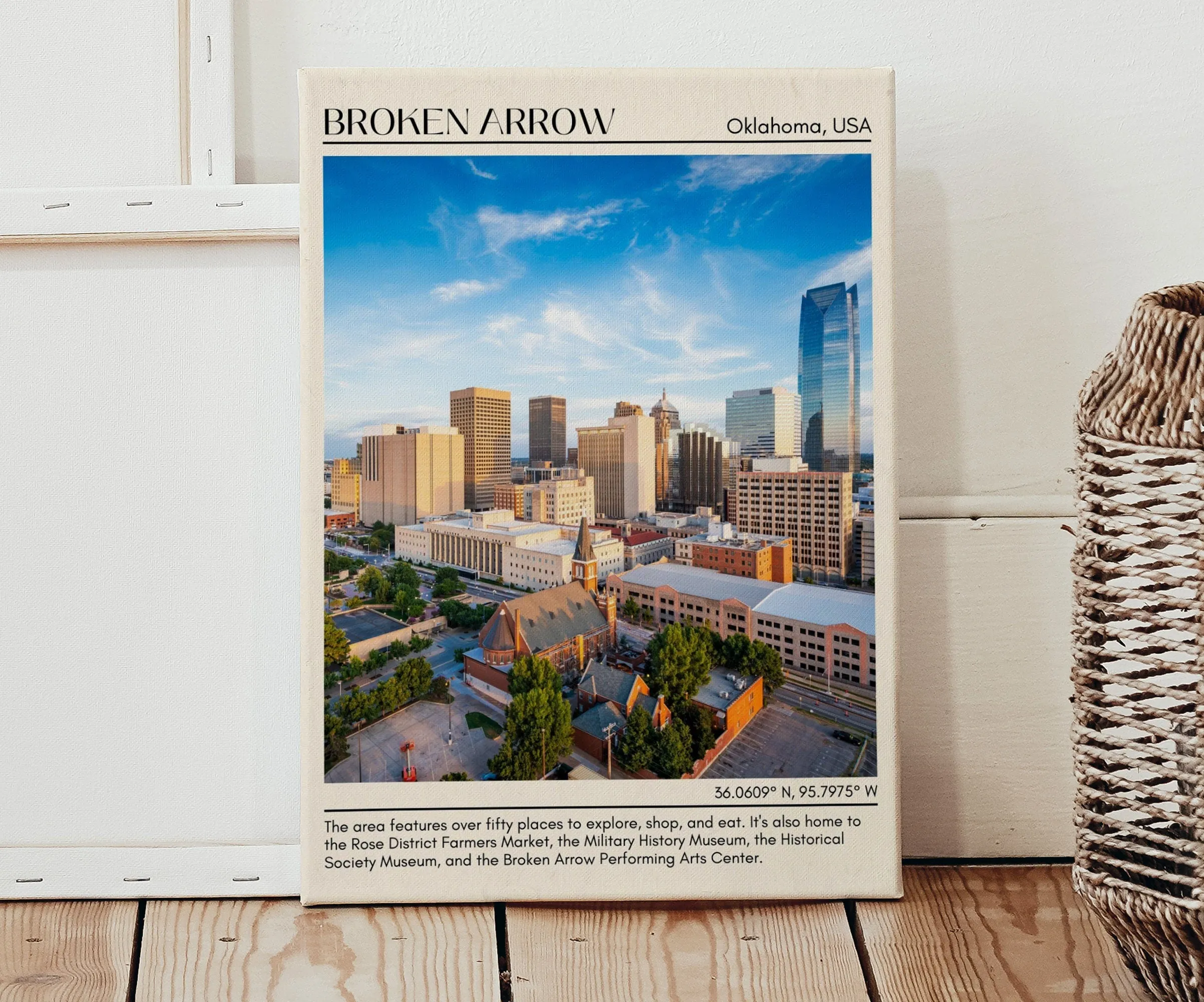 Broken Arrow Minimal Wall Art, Oklahoma, USA