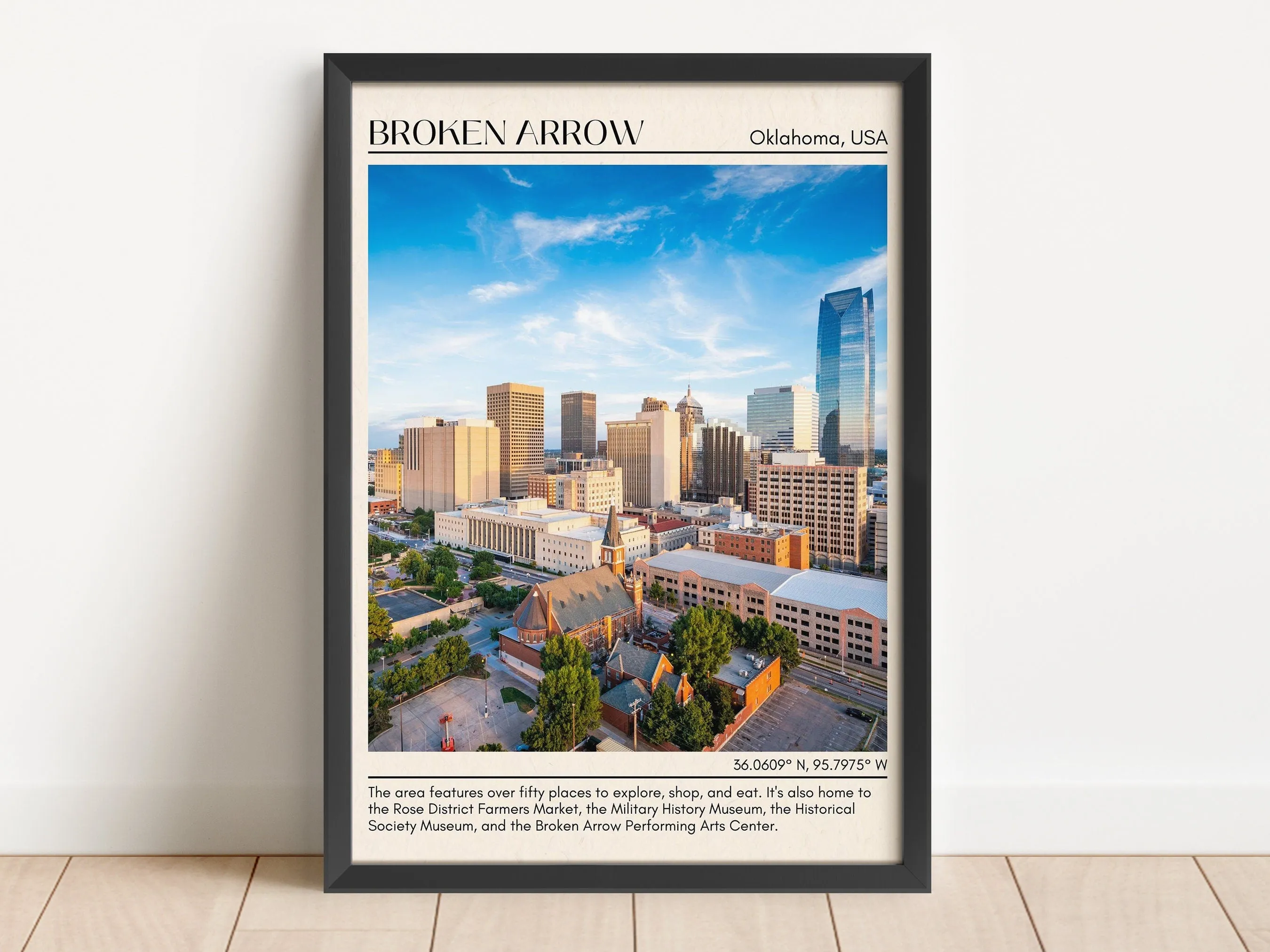 Broken Arrow Minimal Wall Art, Oklahoma, USA