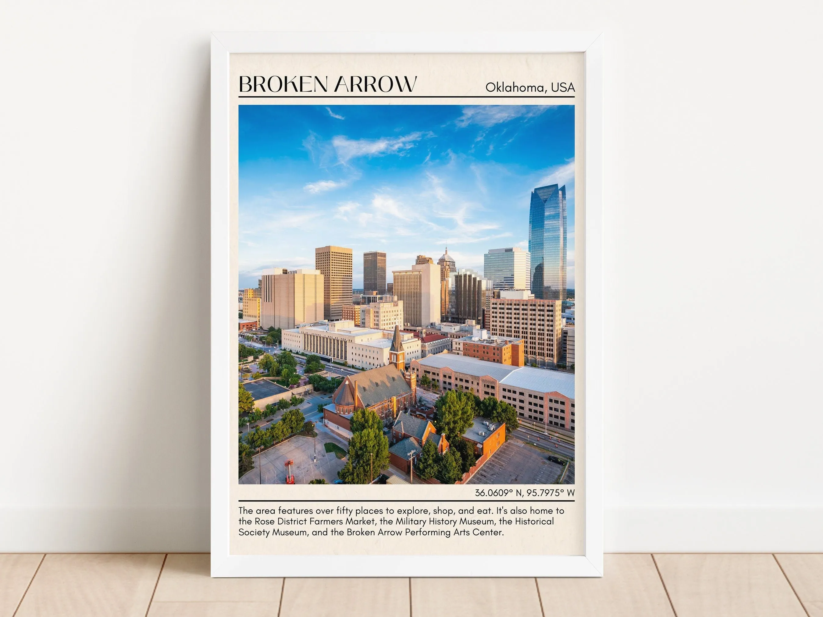 Broken Arrow Minimal Wall Art, Oklahoma, USA