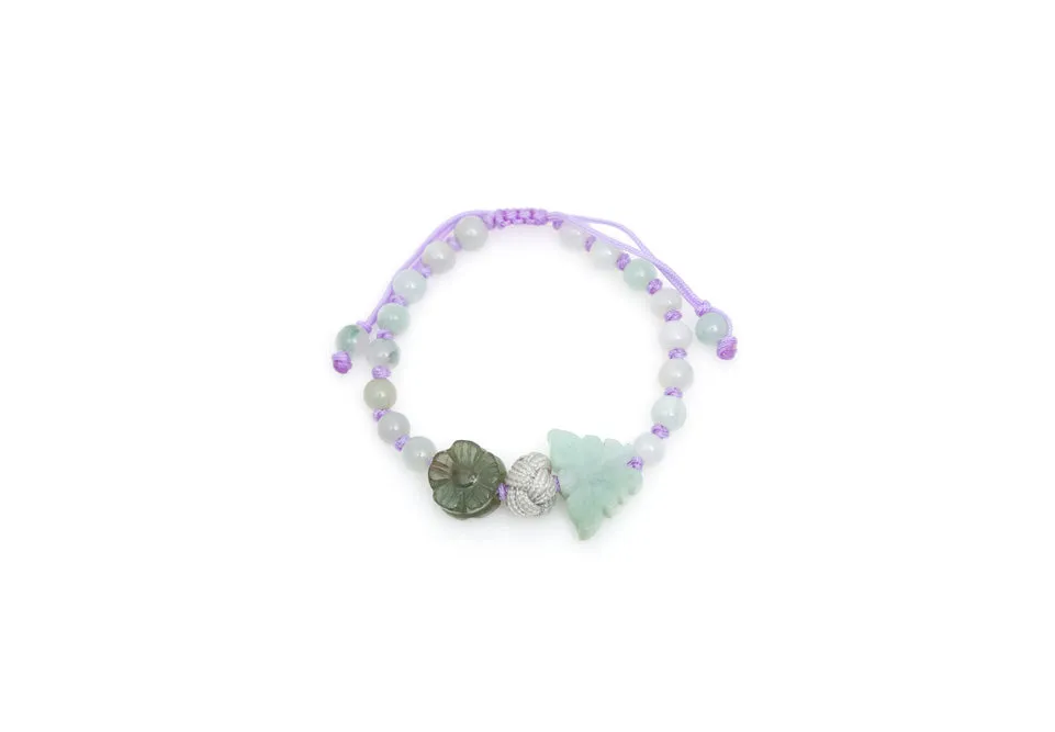 Burmese Jadeite 'Celebration of Life, Joy, Harmony & Peace' Children's Silk Bracelet