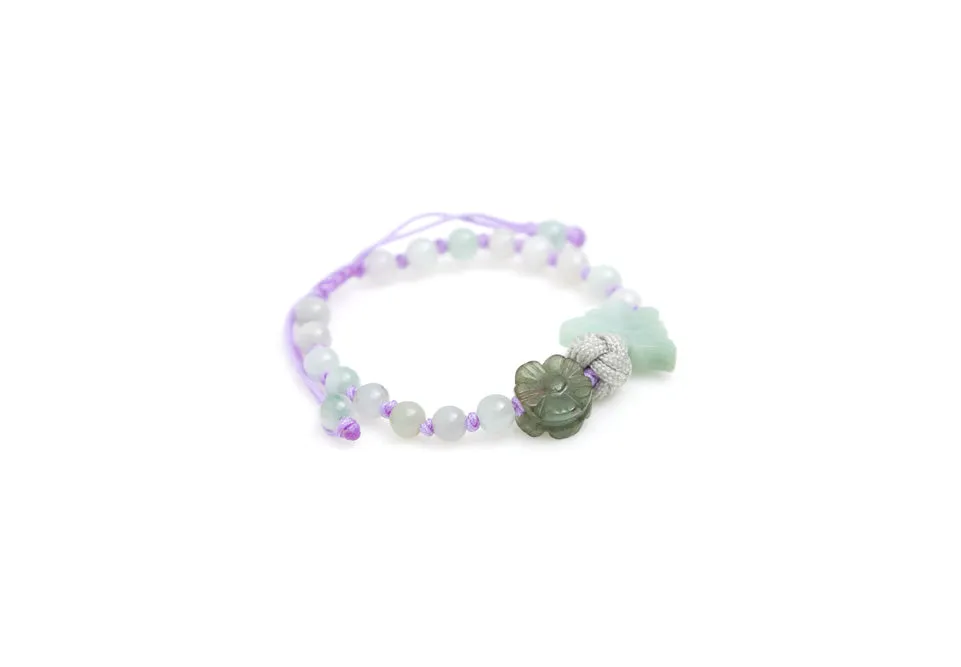 Burmese Jadeite 'Celebration of Life, Joy, Harmony & Peace' Children's Silk Bracelet