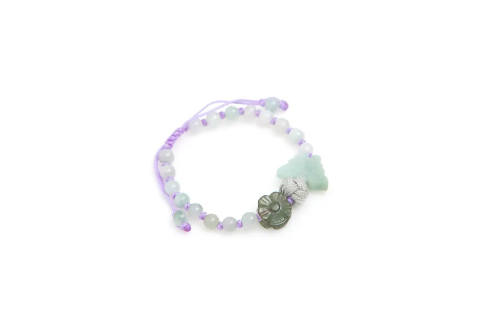 Burmese Jadeite 'Celebration of Life, Joy, Harmony & Peace' Children's Silk Bracelet