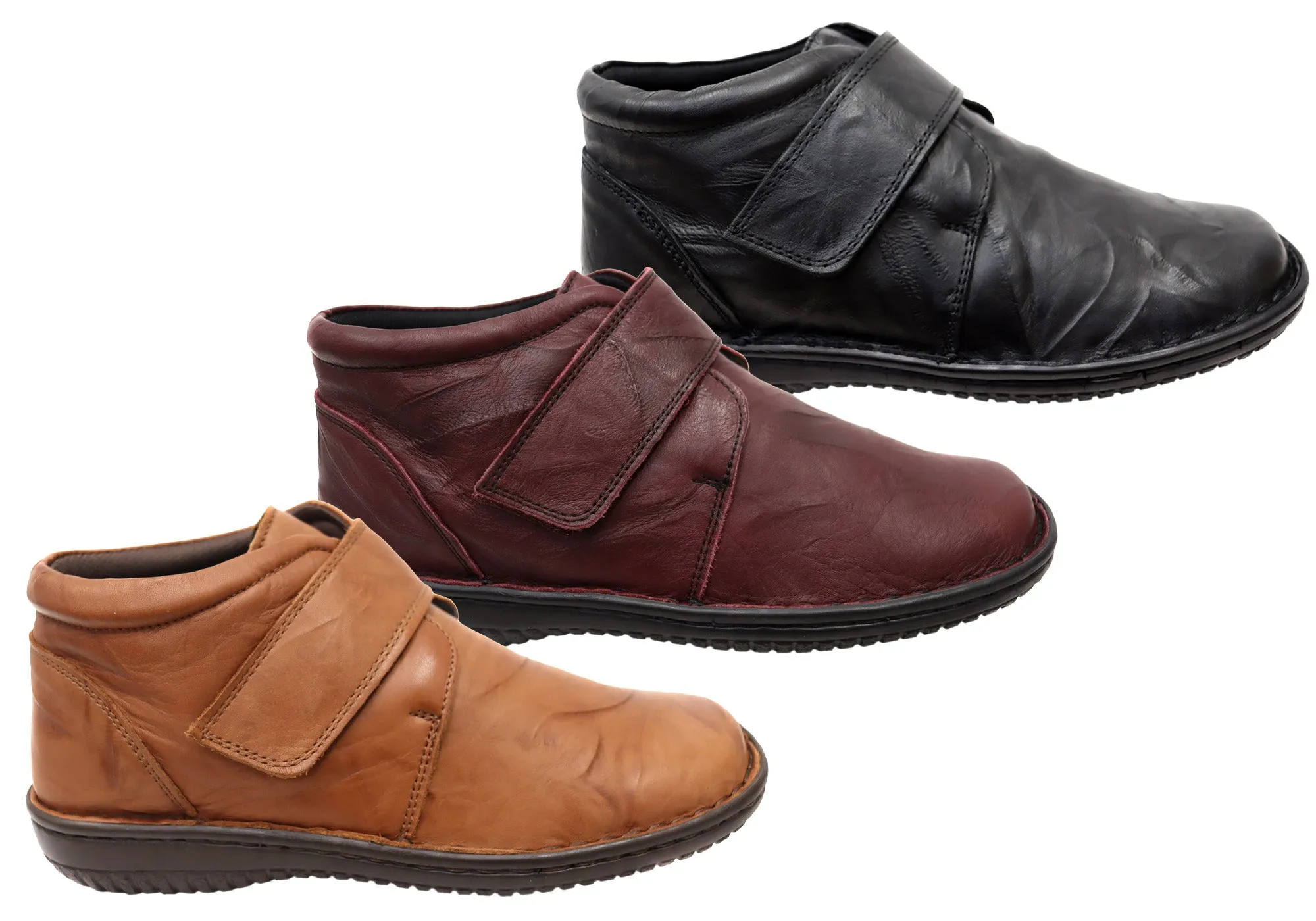 Cabello Comfort 5240-27 Womens Wide Fit Comfortable Leather Boots