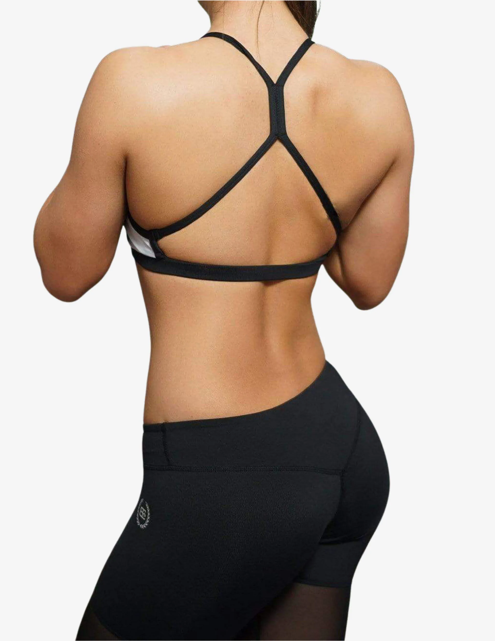 CEMO Deep-V Sports Bra – Black Grey