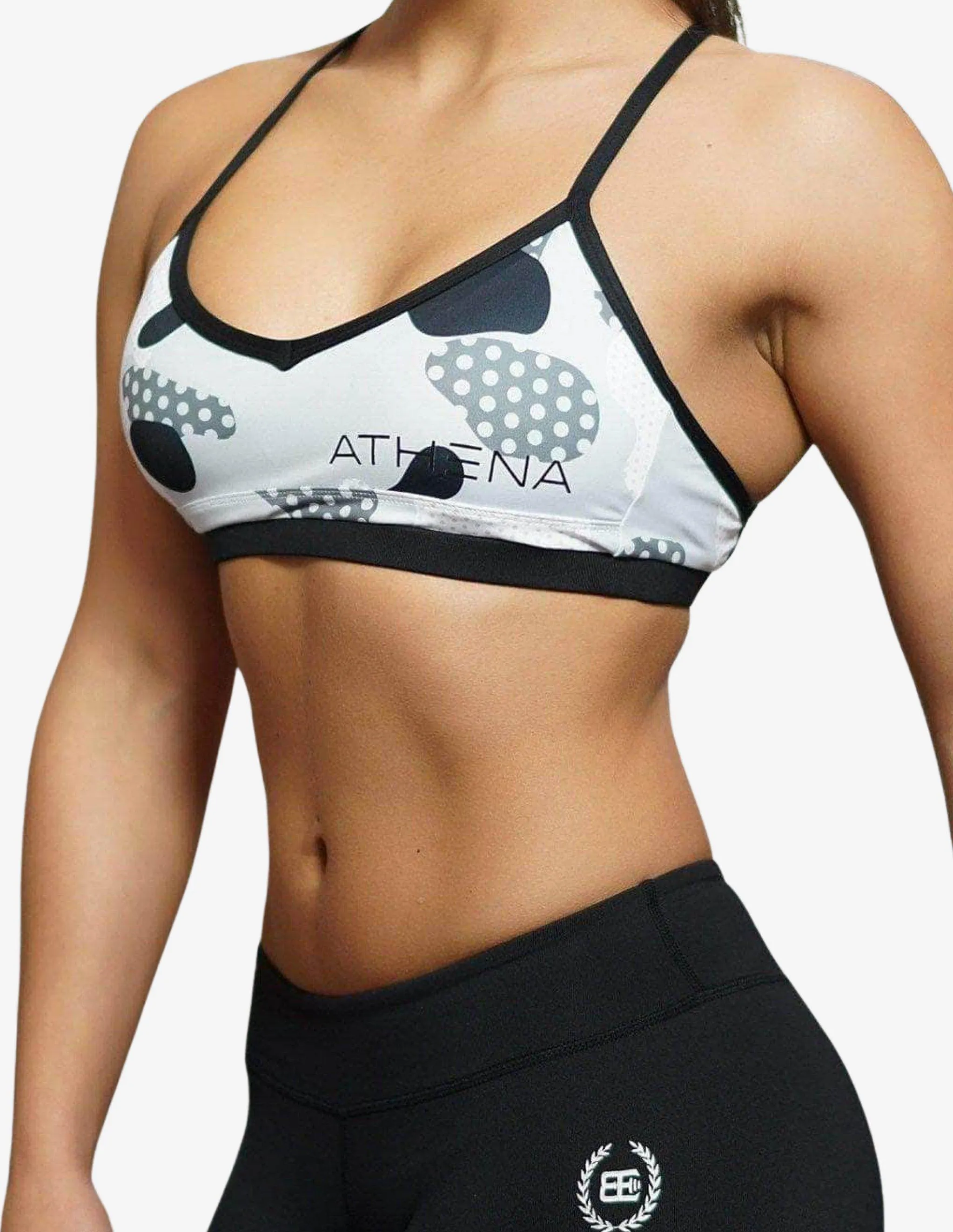 CEMO Deep-V Sports Bra – Black Grey