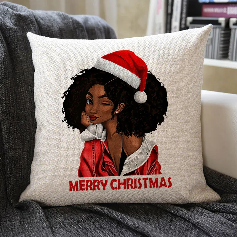Christmas Themed Linen Pillowcase