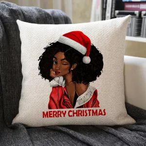 Christmas Themed Linen Pillowcase