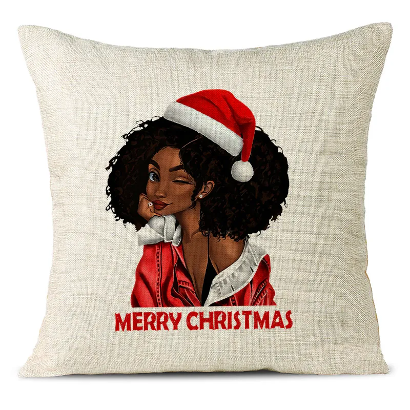 Christmas Themed Linen Pillowcase