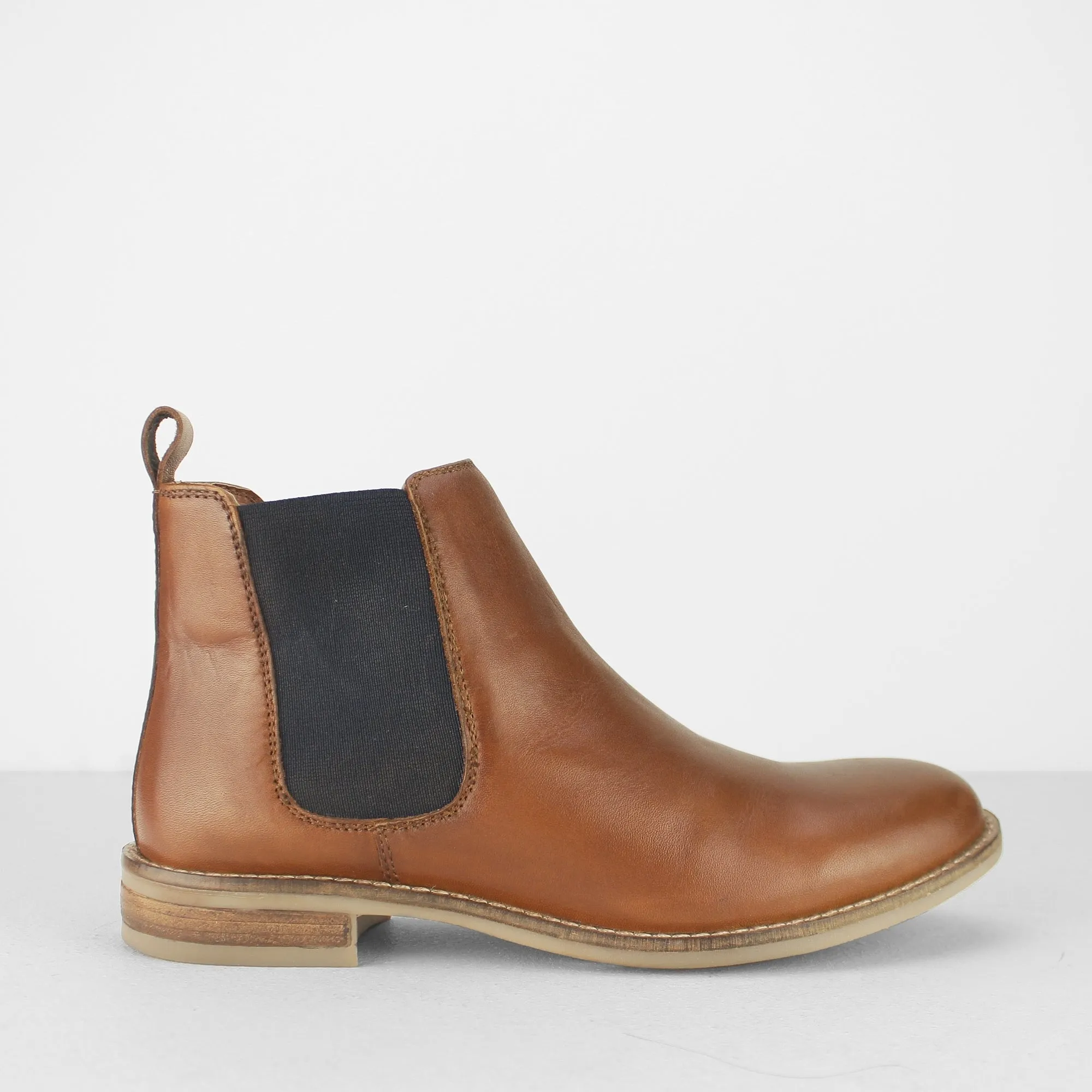 Cipriata ALEXANDRA Womens Leather Slip On Chelsea Boots Cognac