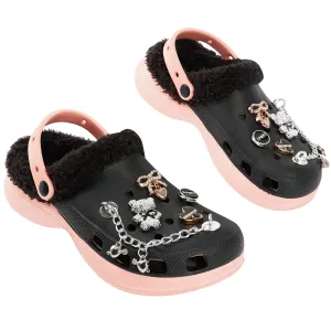 CityComfort Girls Clogs with Fleece Lining and Removable Charms, Garden Shoes